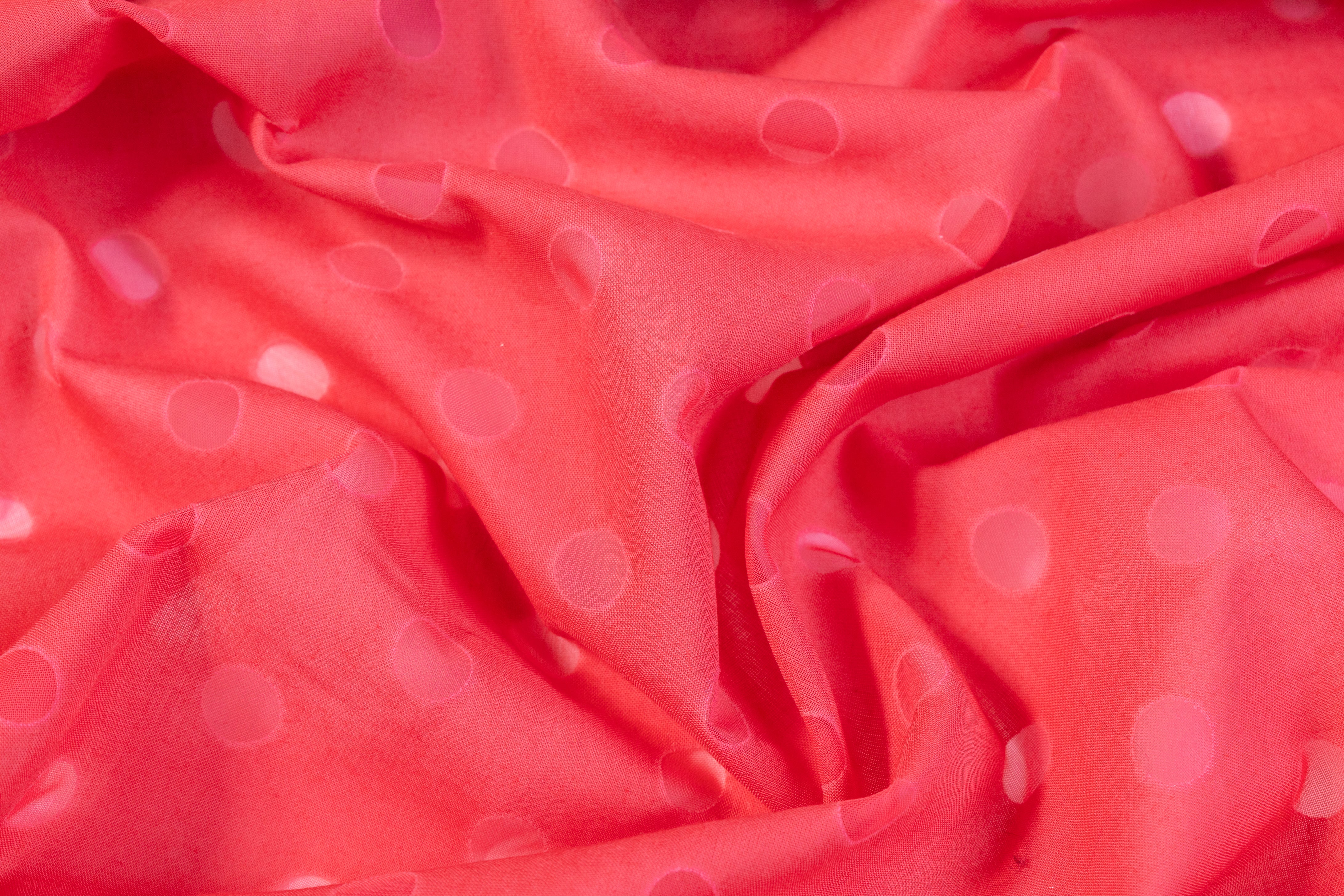 Poly Cotton Polka Dot Burnout - Coral