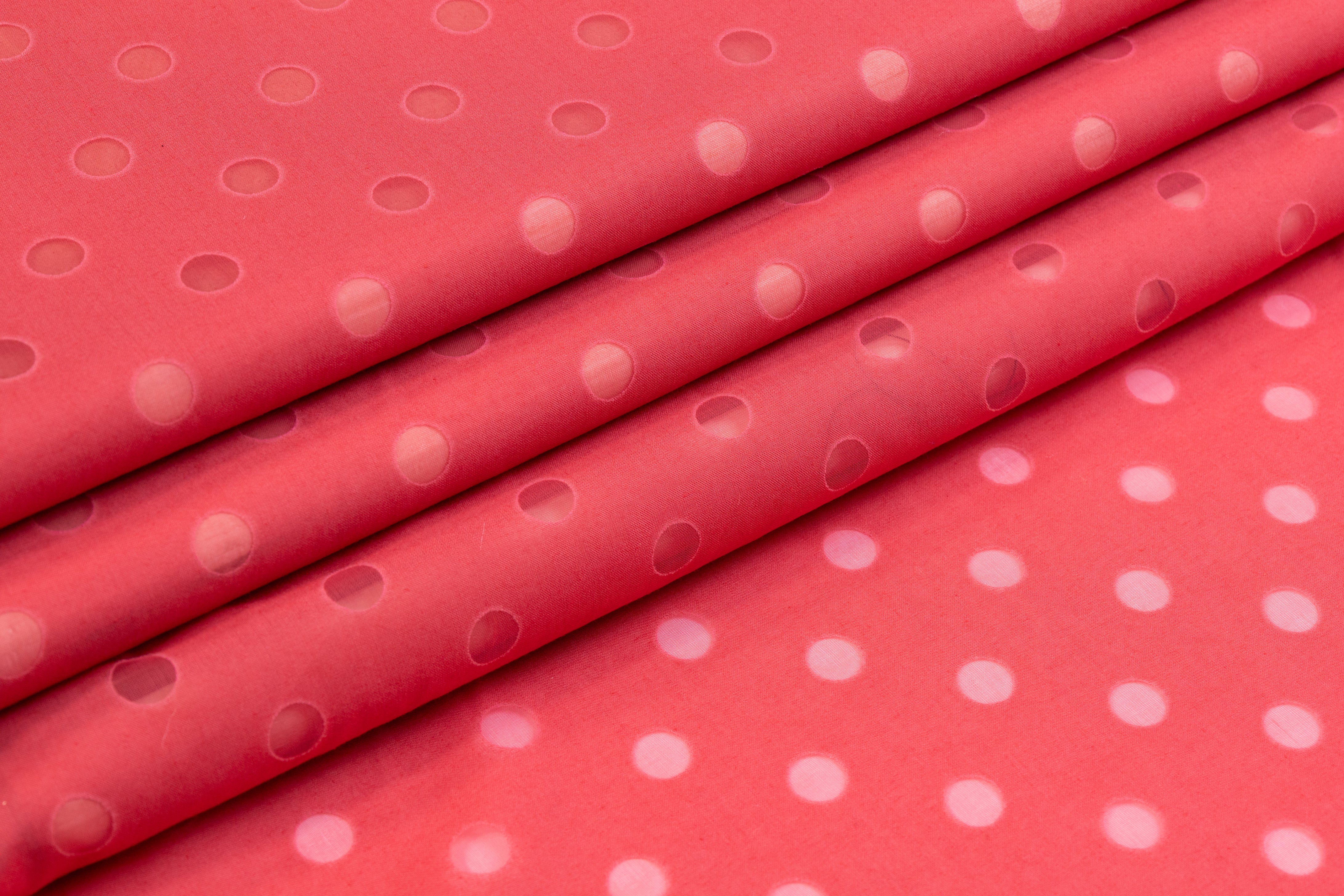Poly Cotton Polka Dot Burnout - Coral