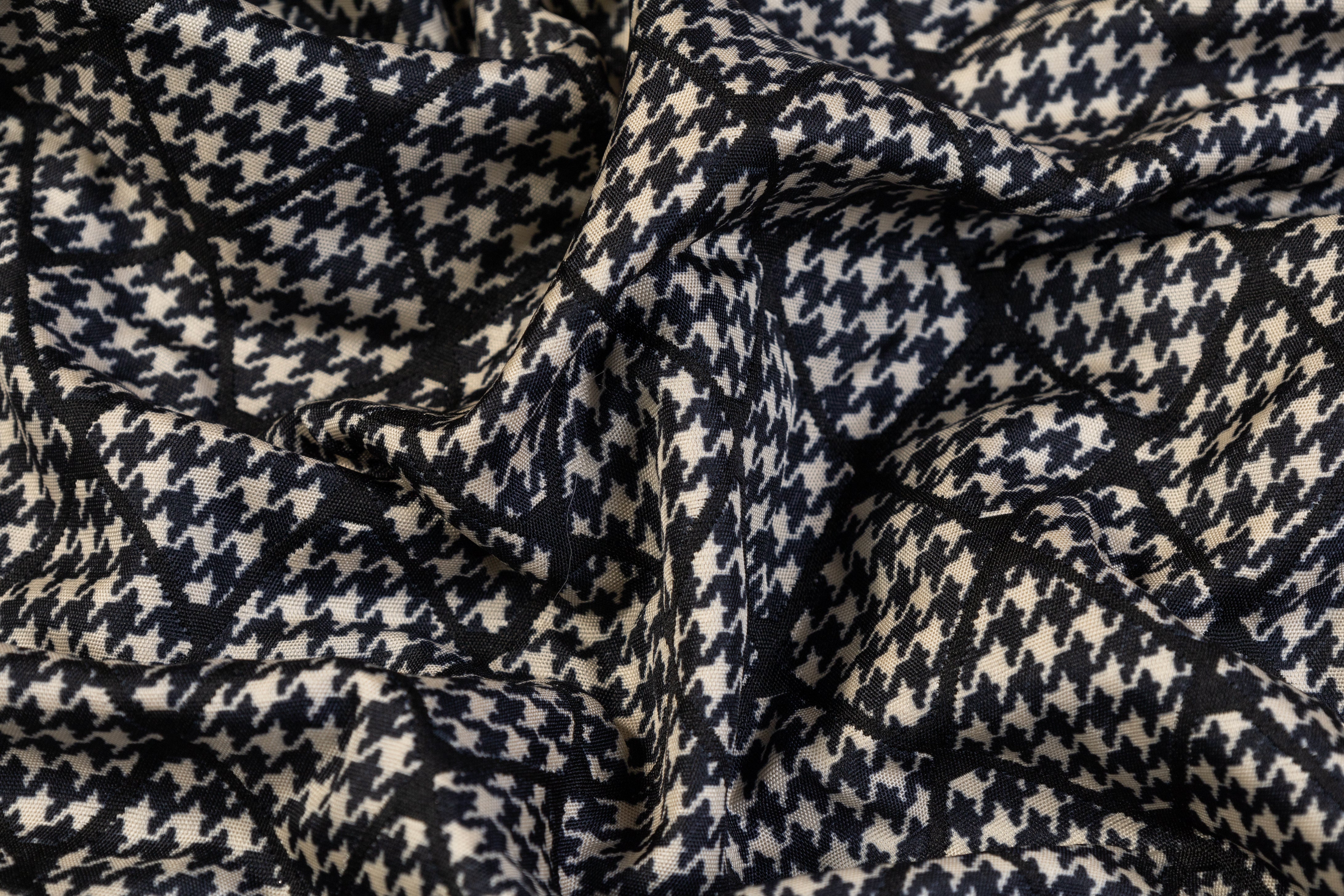 Double Faced Quilted Brocade - Black / Off White