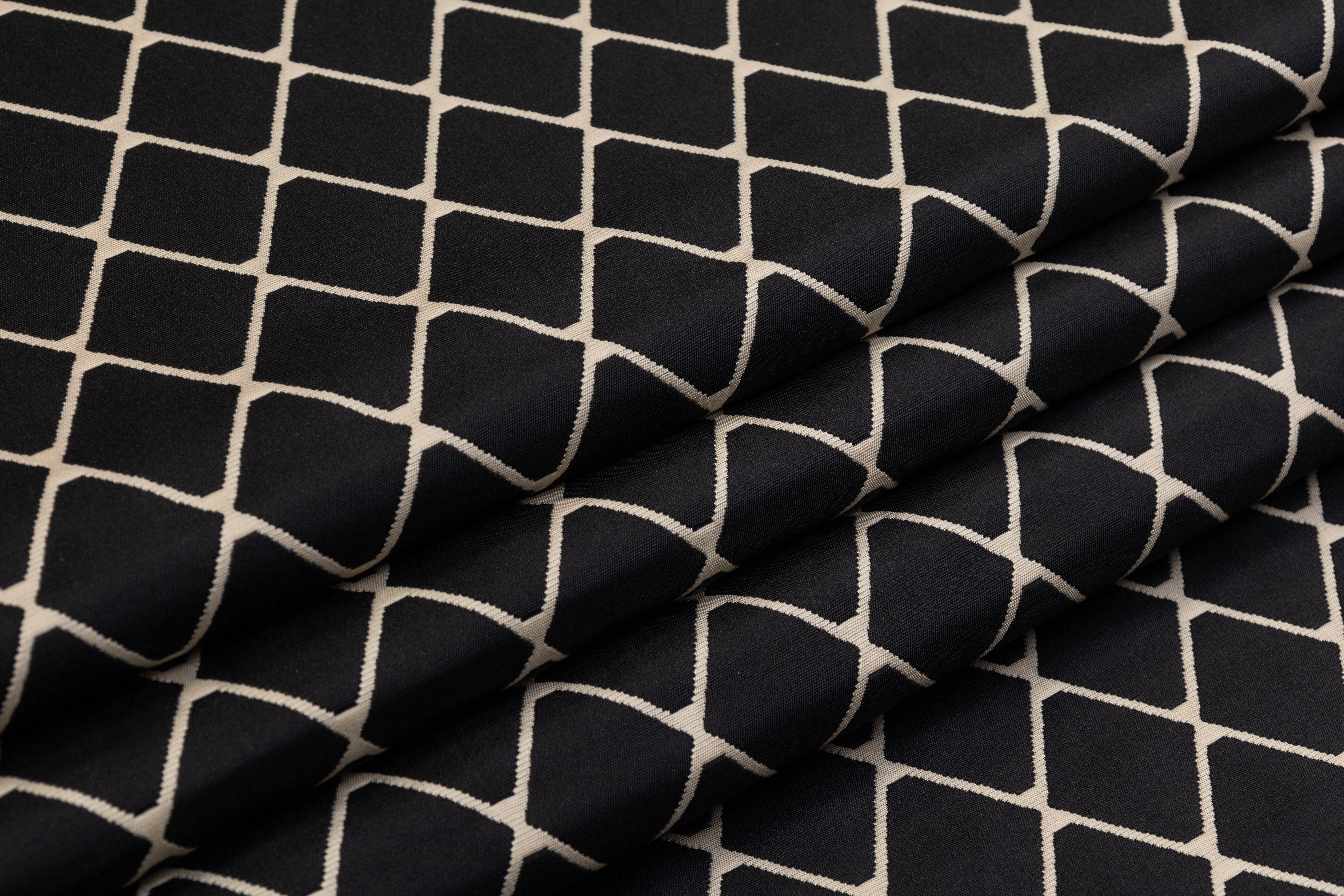 Double Faced Quilted Brocade - Black / Off White