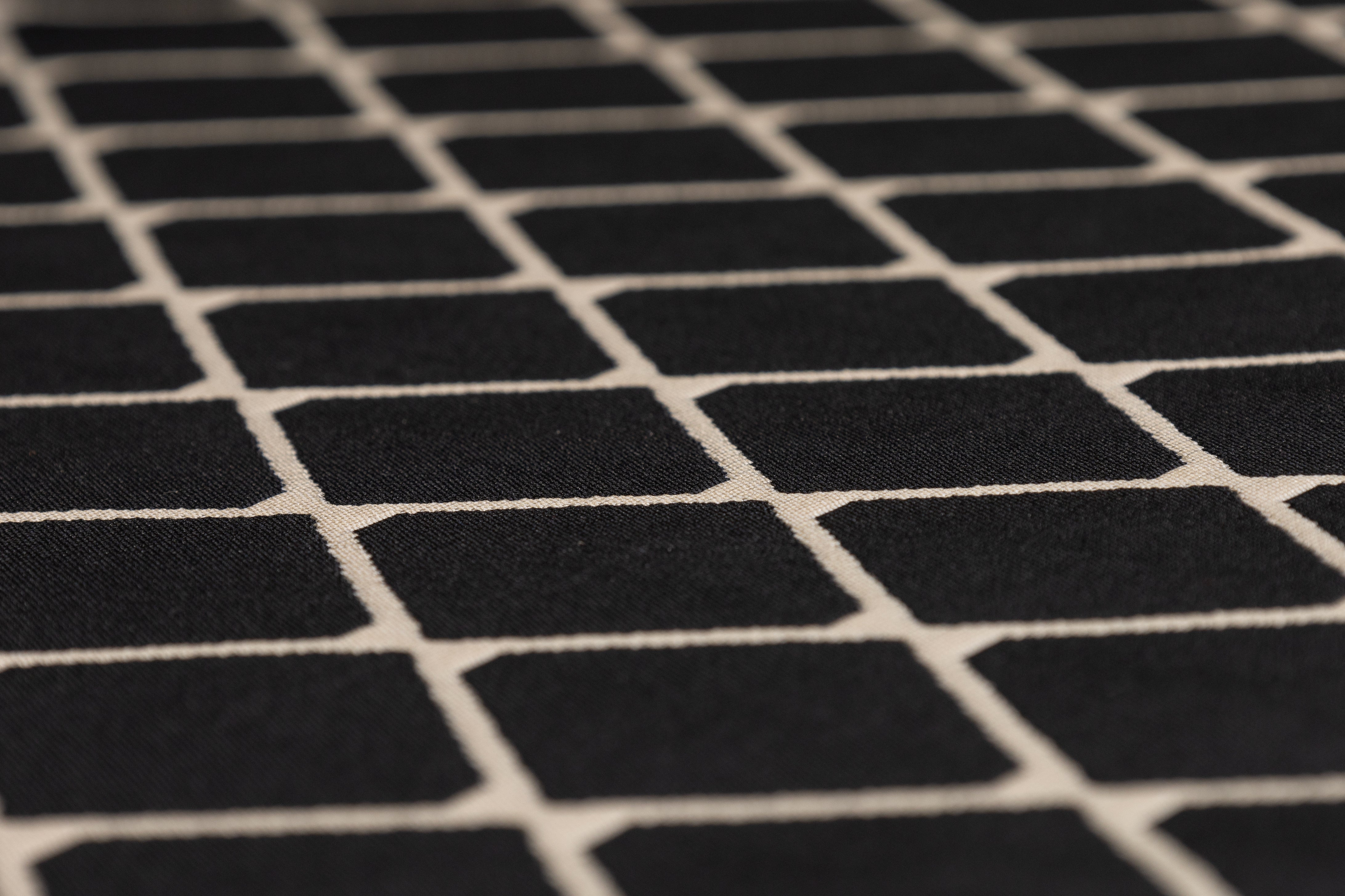 Double Faced Quilted Brocade - Black / Off White