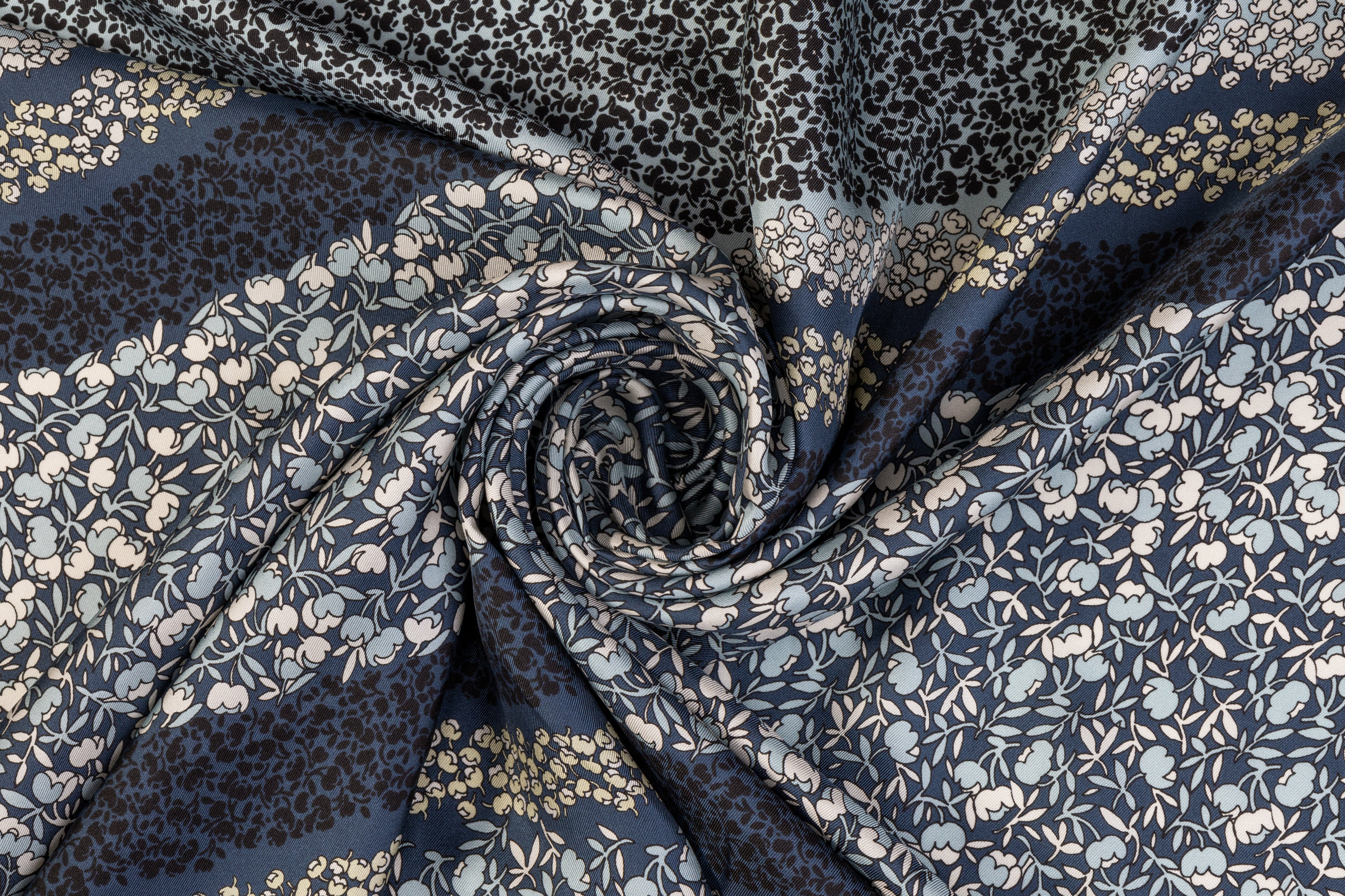 Ditsy Floral Italian Silk Twill - Blue