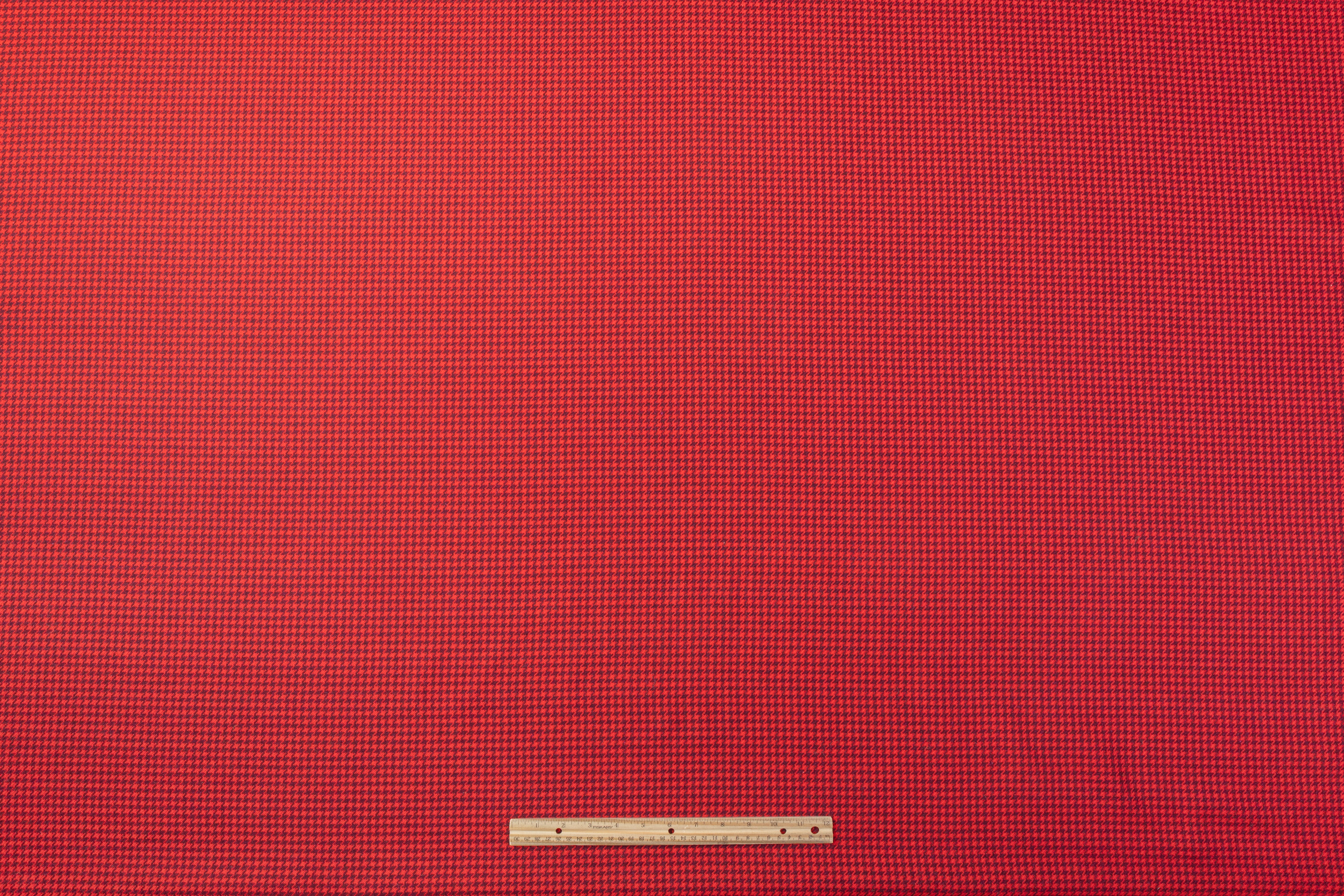Houndstooth Italian Wool Coating - Red / Burgundy