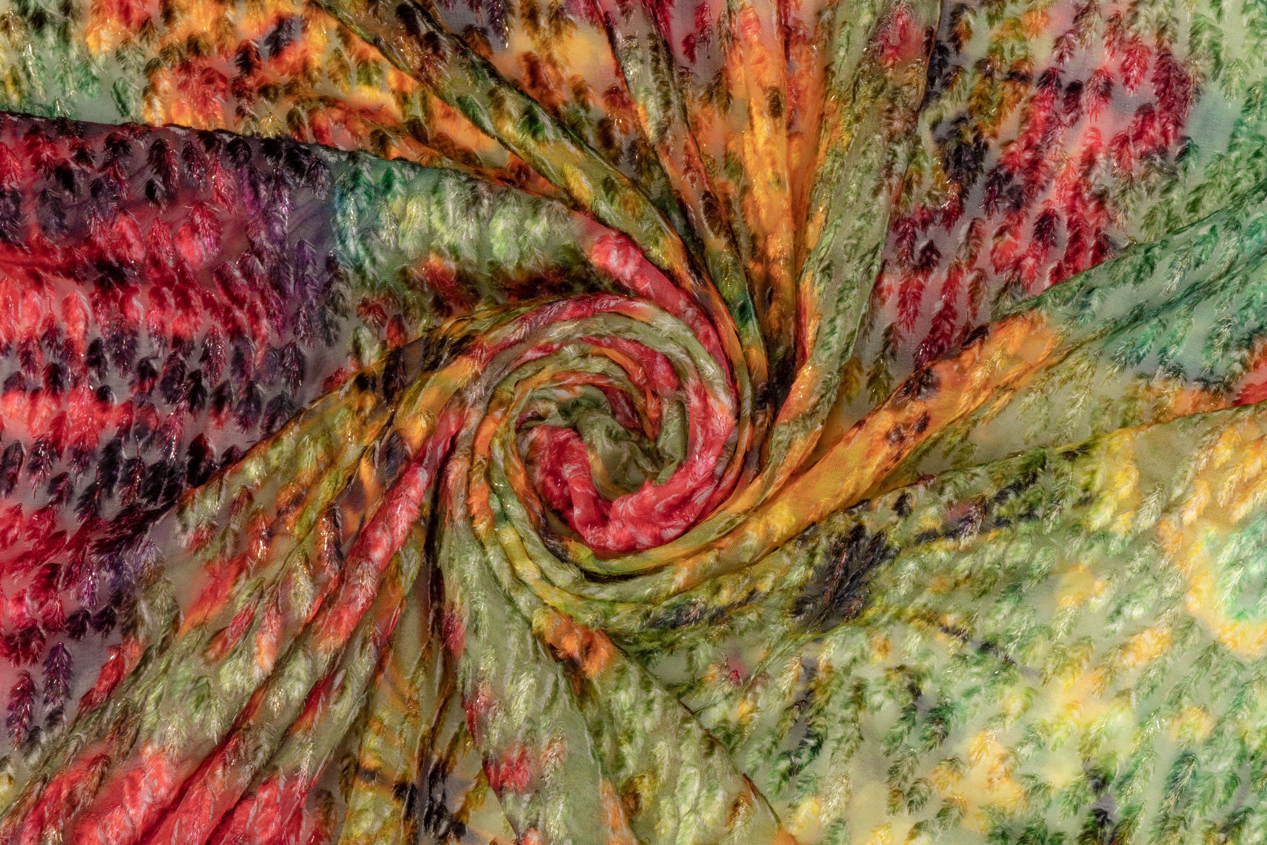 Metallic Italian Silk Viscose Velvet Fil Coupé - Multicolor