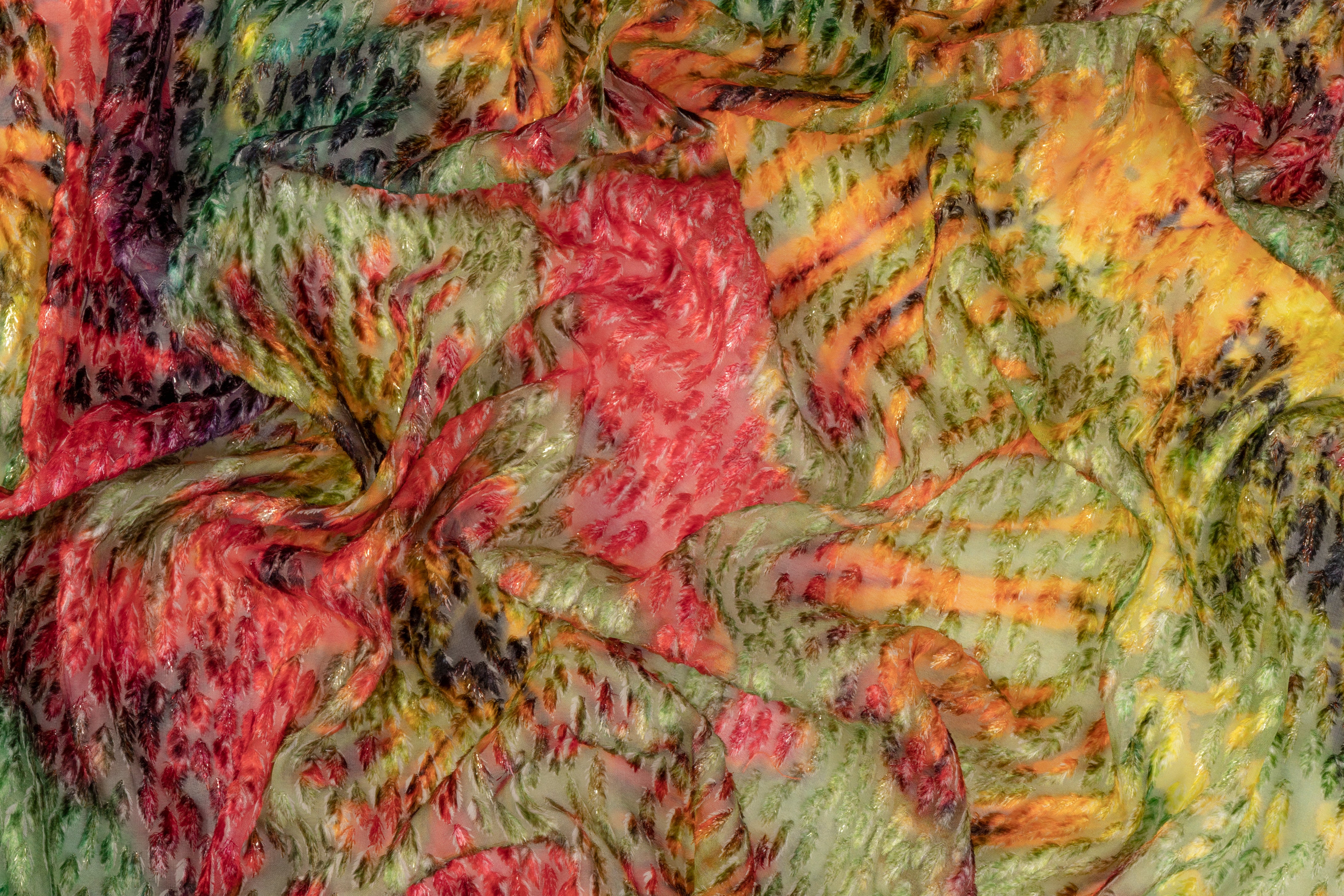 Metallic Italian Silk Viscose Velvet Fil Coupé - Multicolor