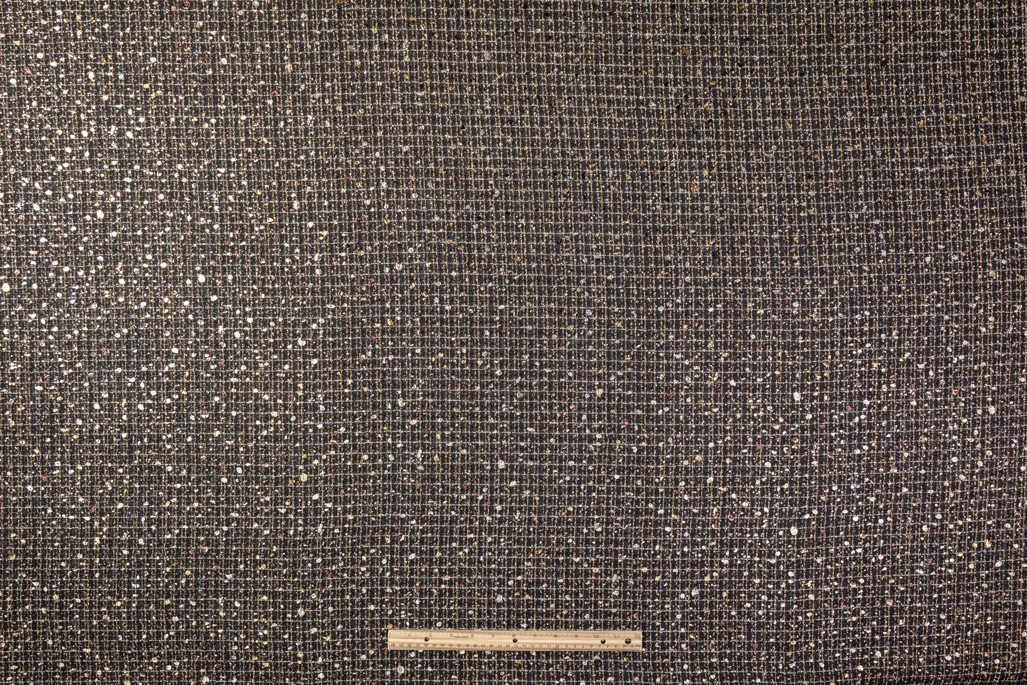 Metallic Italian Novelty Tweed - Black / Gold / Silver