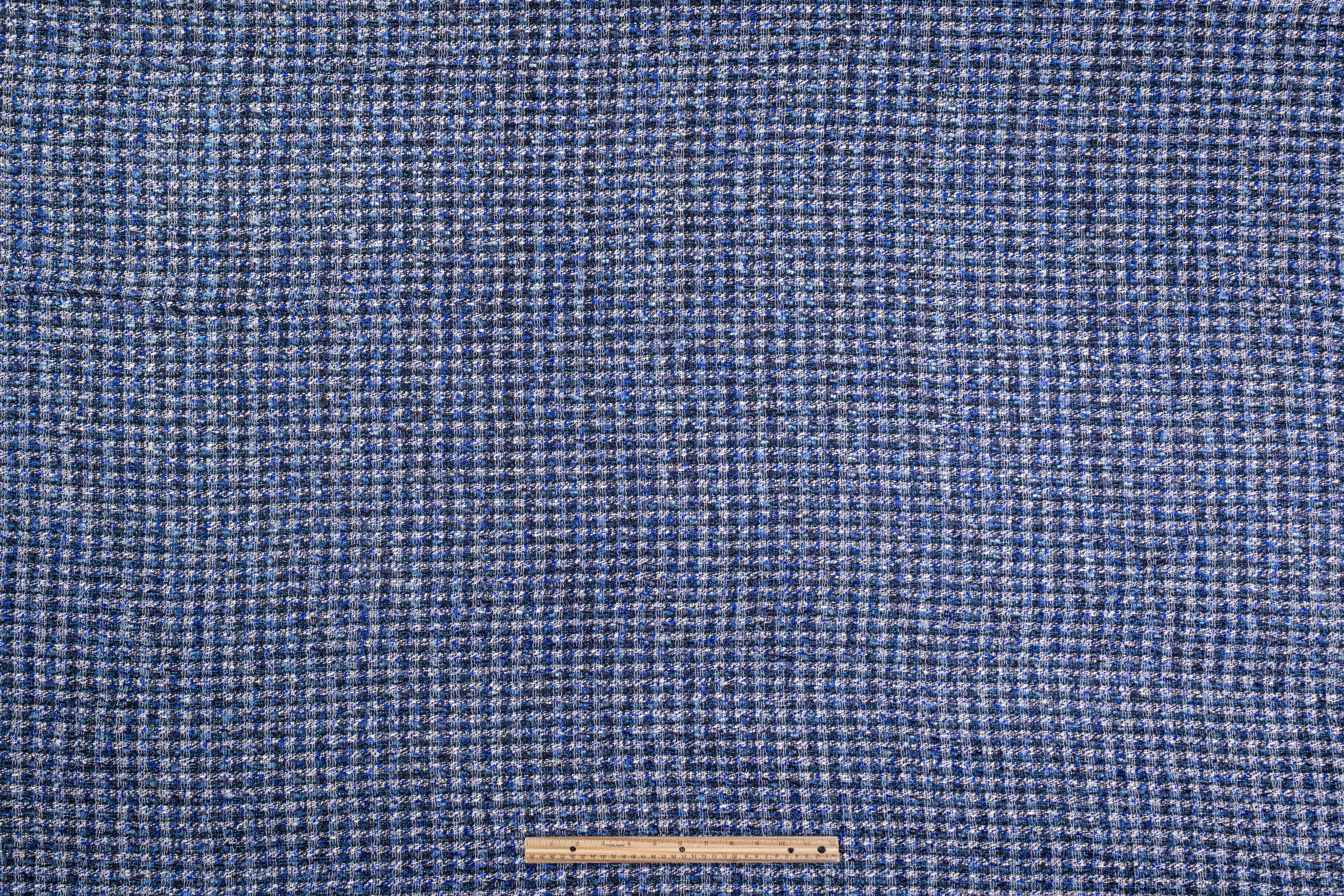 Metallic Italian Cotton Blend Tweed - Blue