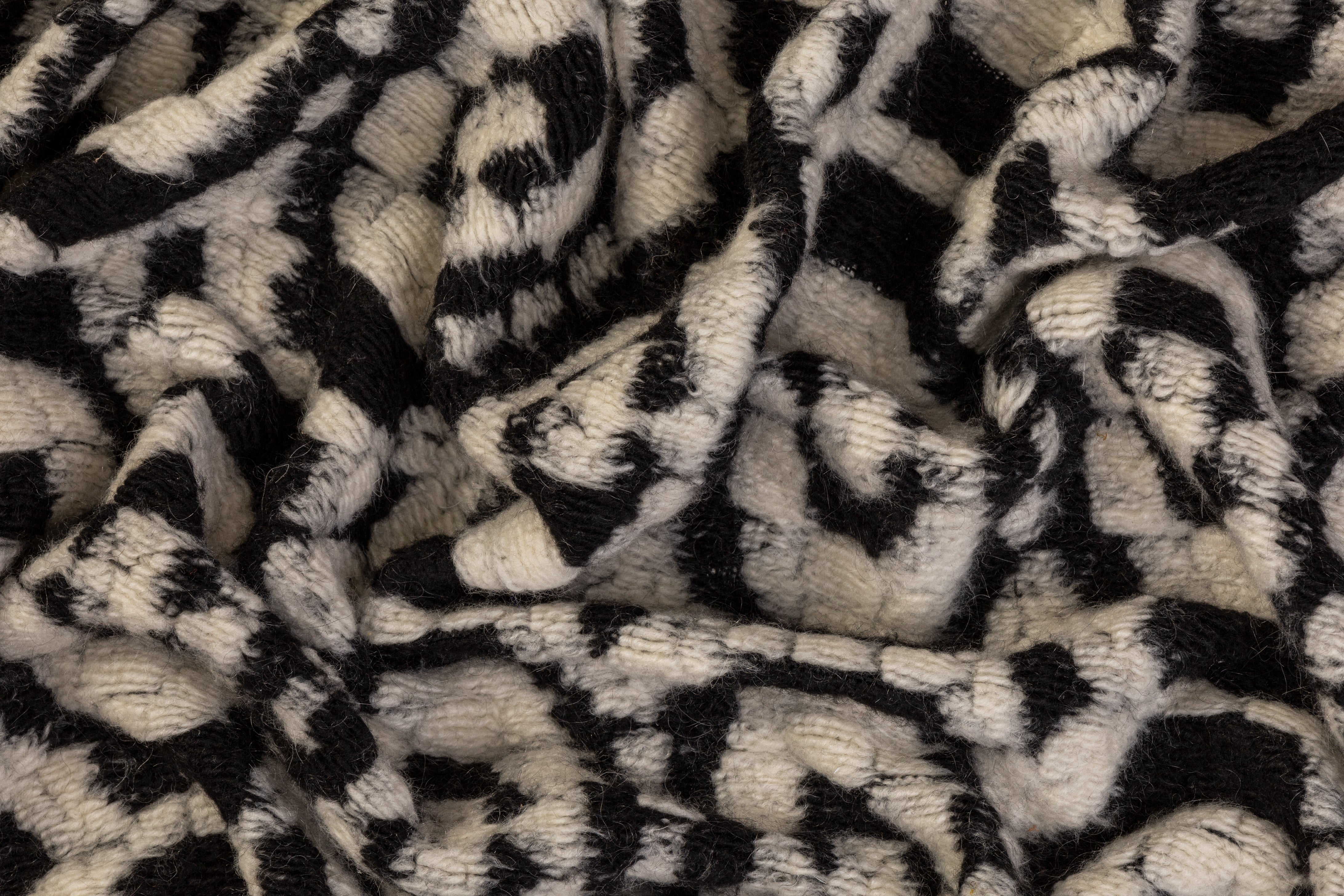 Geometric Italian Boiled Wool - Black / White