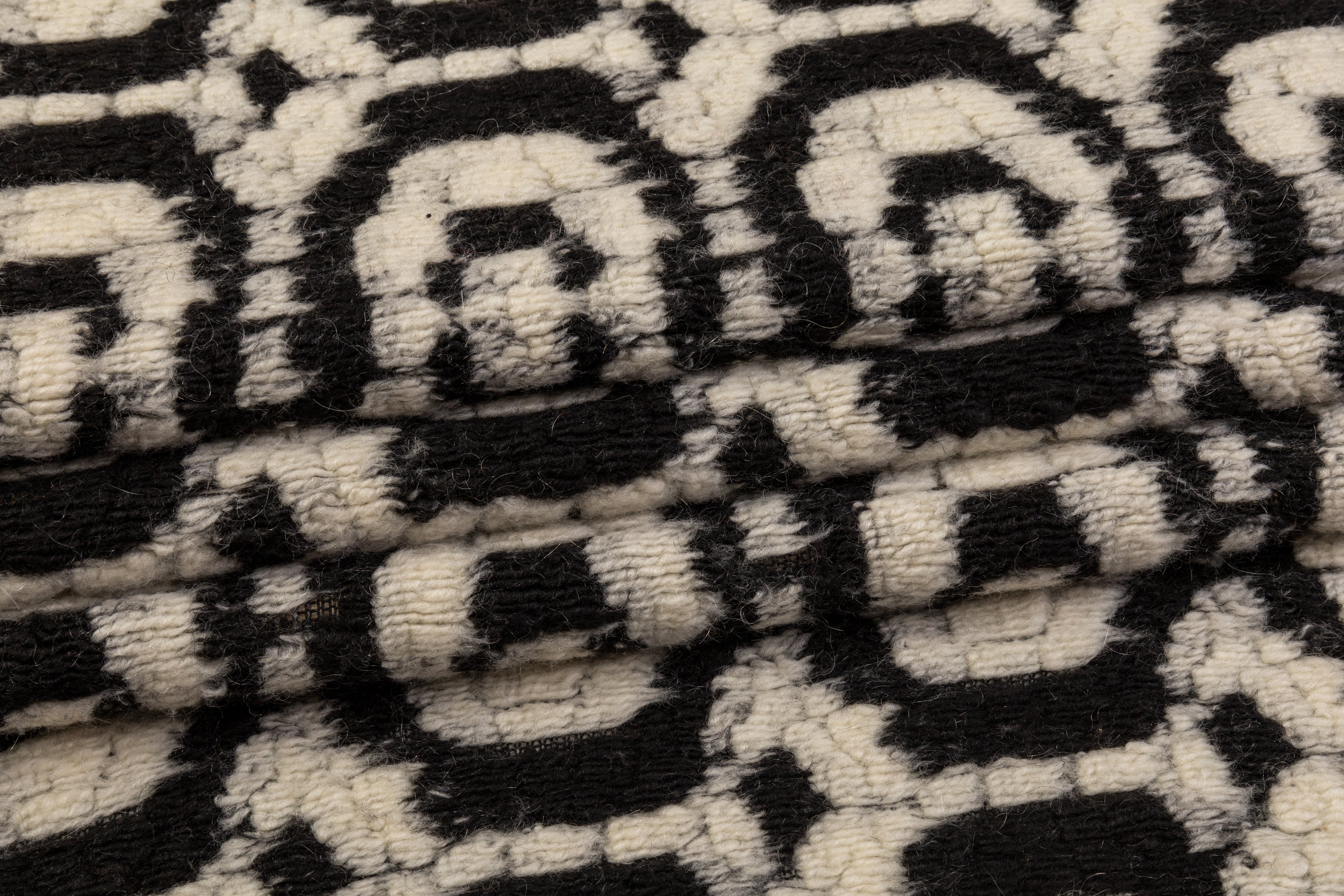 Geometric Italian Boiled Wool - Black / White