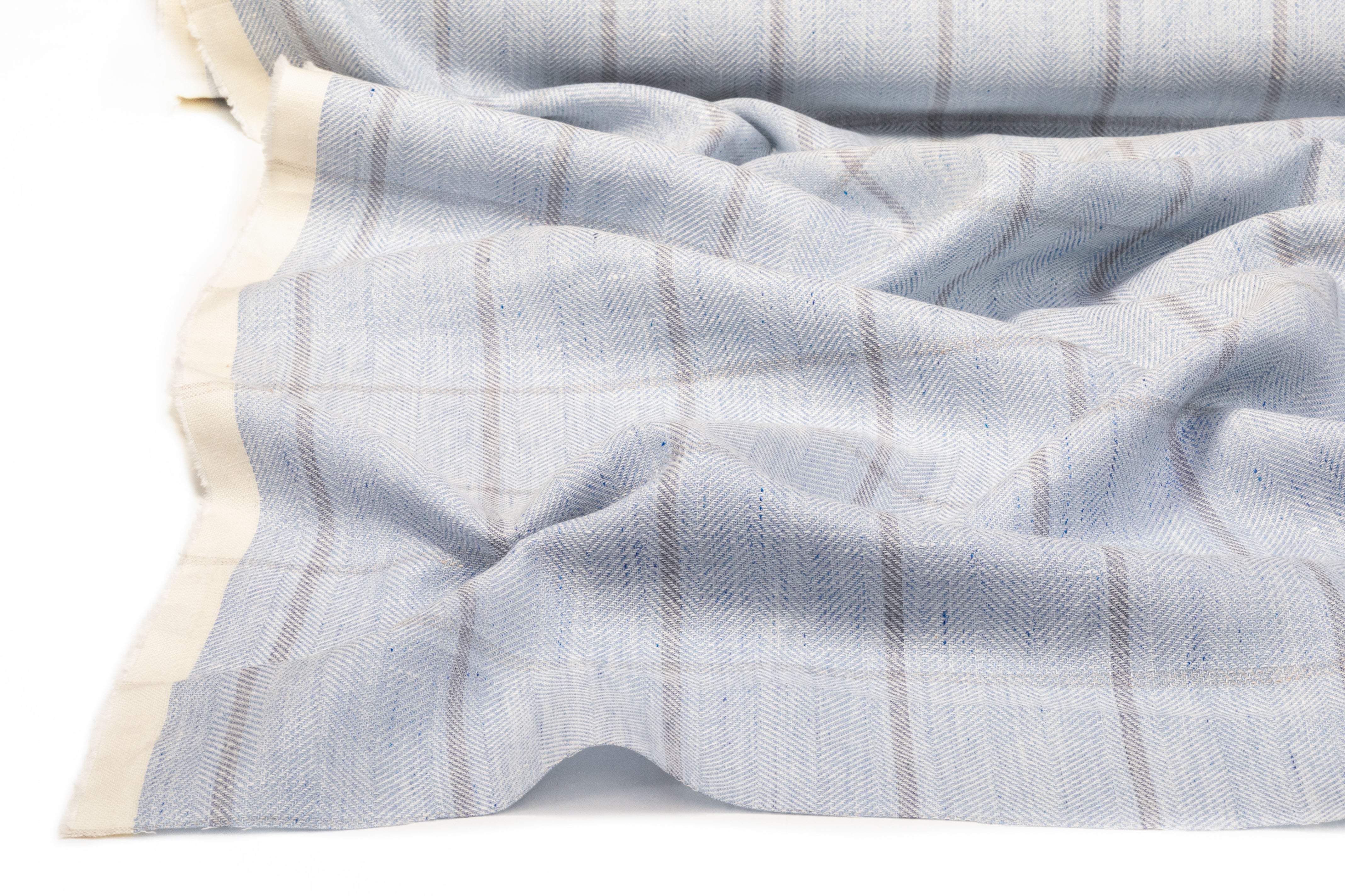 Windowpane Italian Wool Suiting - Blue