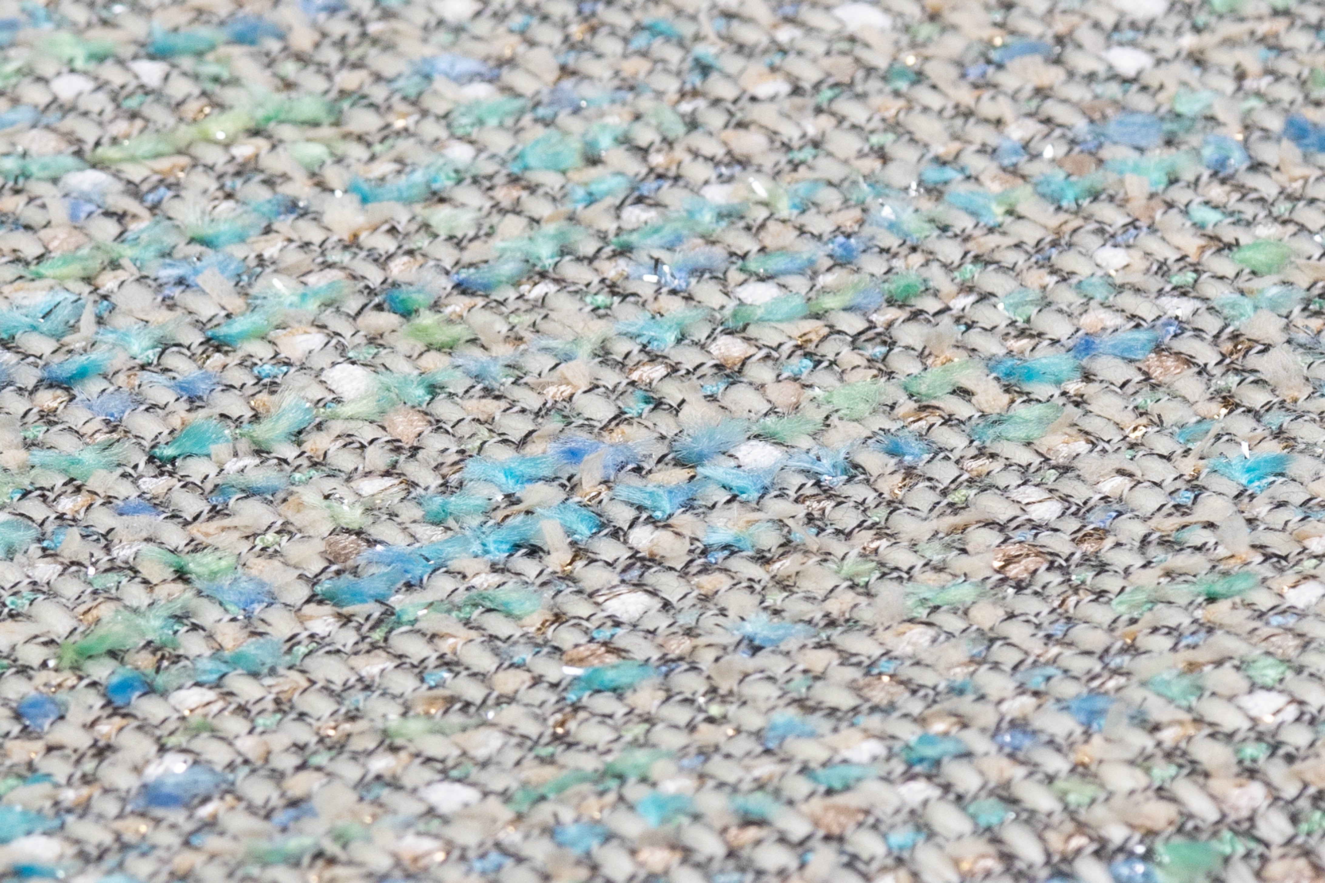 Metallic Italian Wool Blend Tweed - Blue / Green
