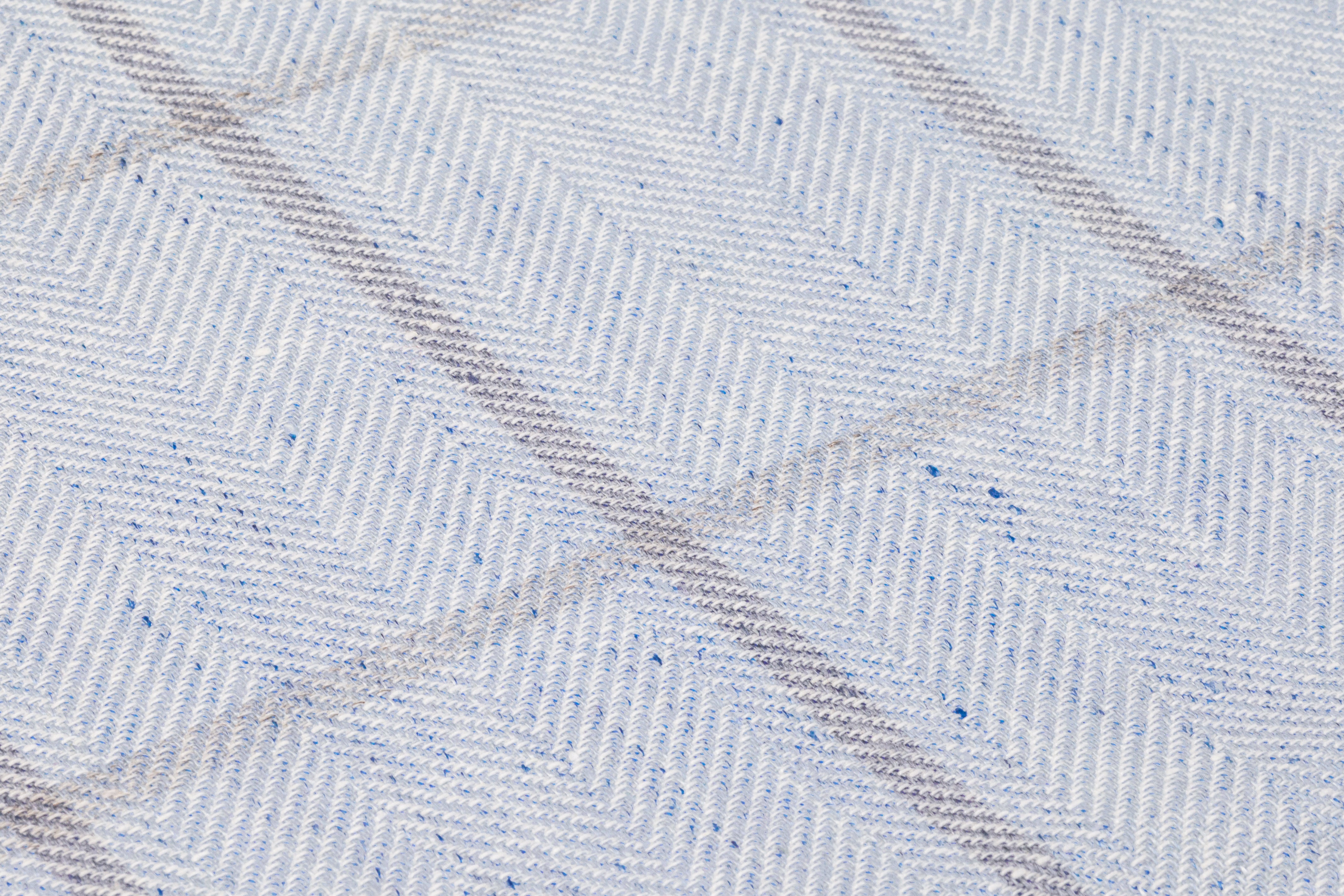 Windowpane Italian Wool Suiting - Blue