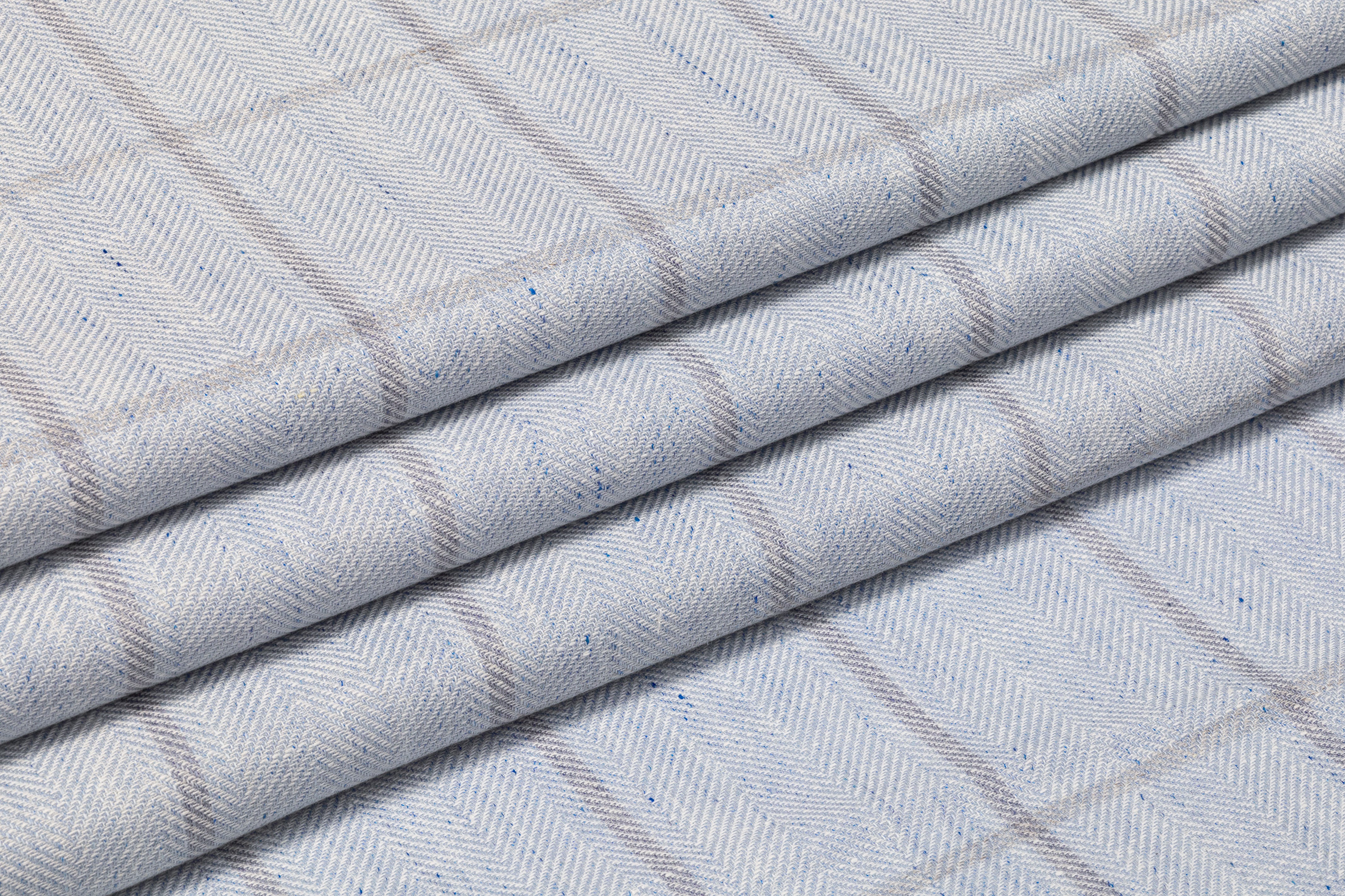 Windowpane Italian Wool Suiting - Blue