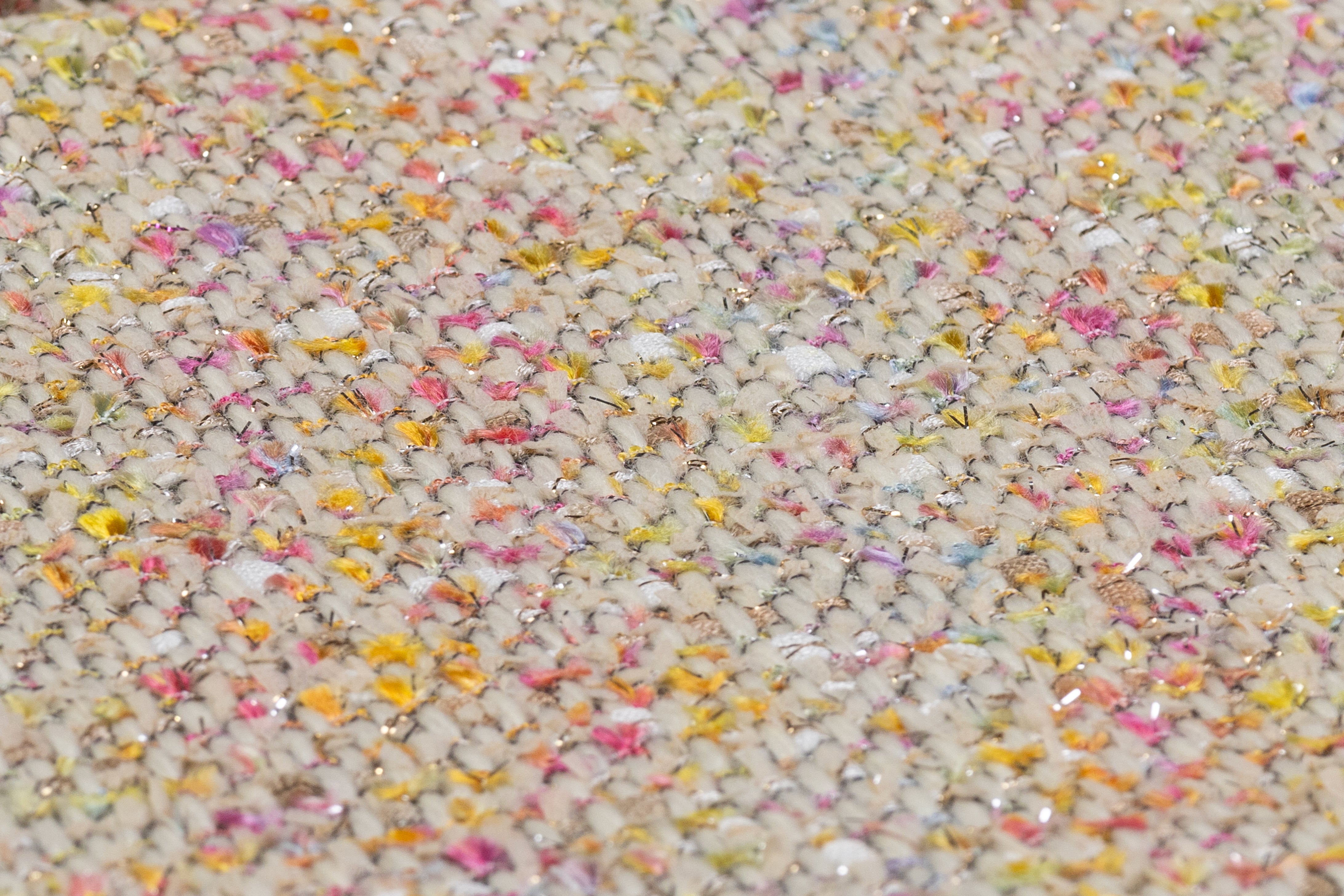 Metallic Italian Wool Blend Tweed - Off White / Multicolor