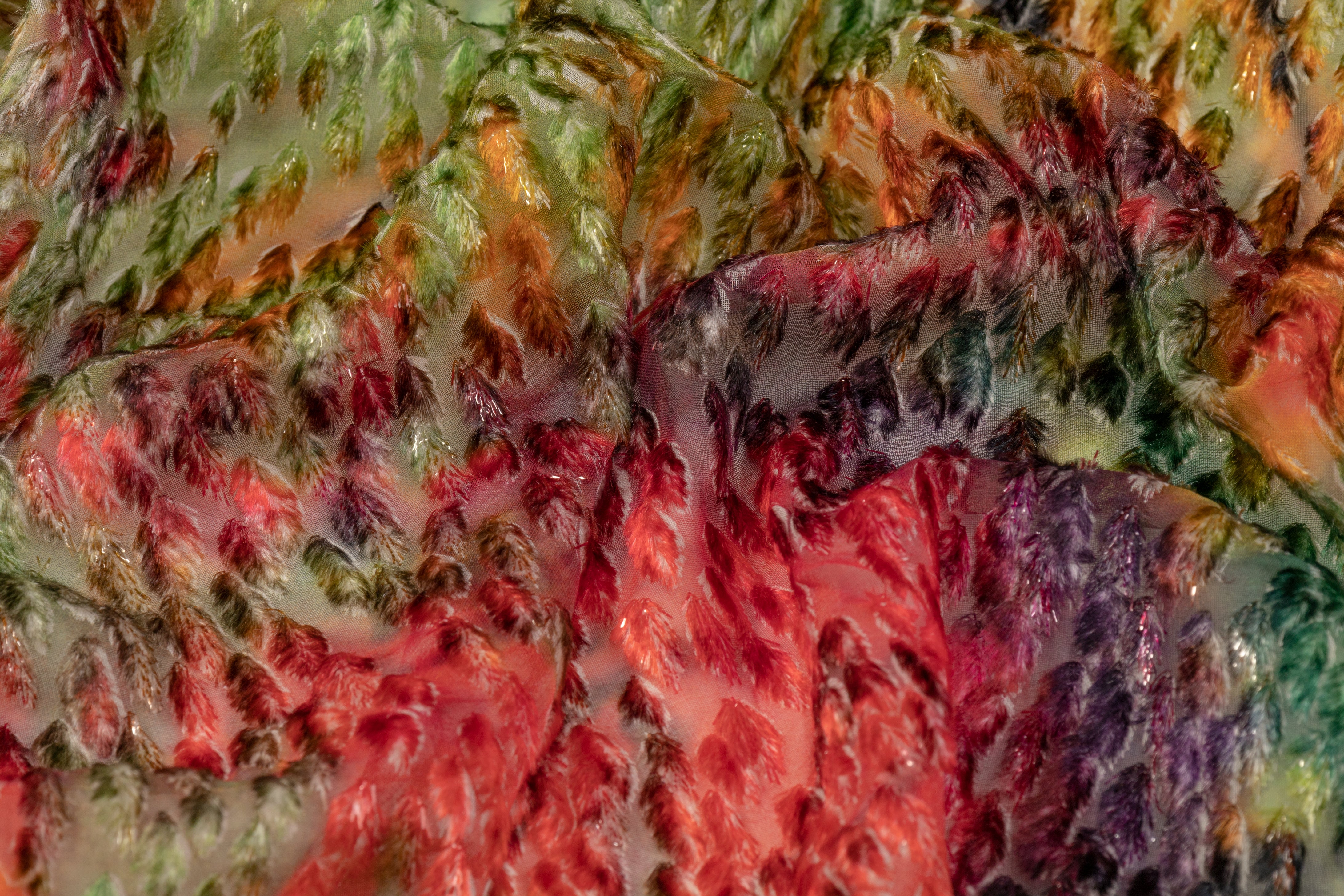 Metallic Italian Silk Viscose Velvet Fil Coupé - Multicolor