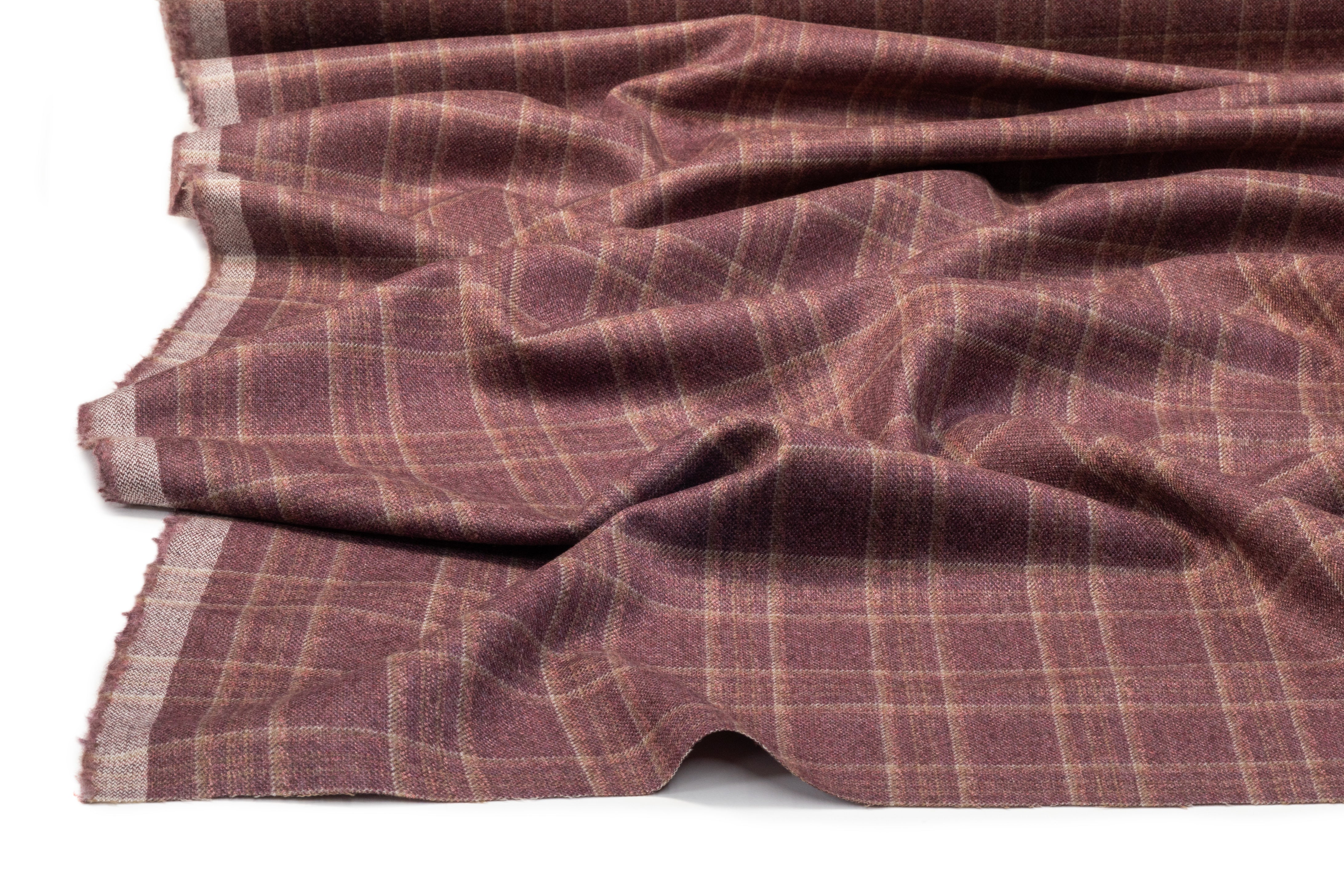 Checked Italian Wool Flannel Suiting - Rosewood