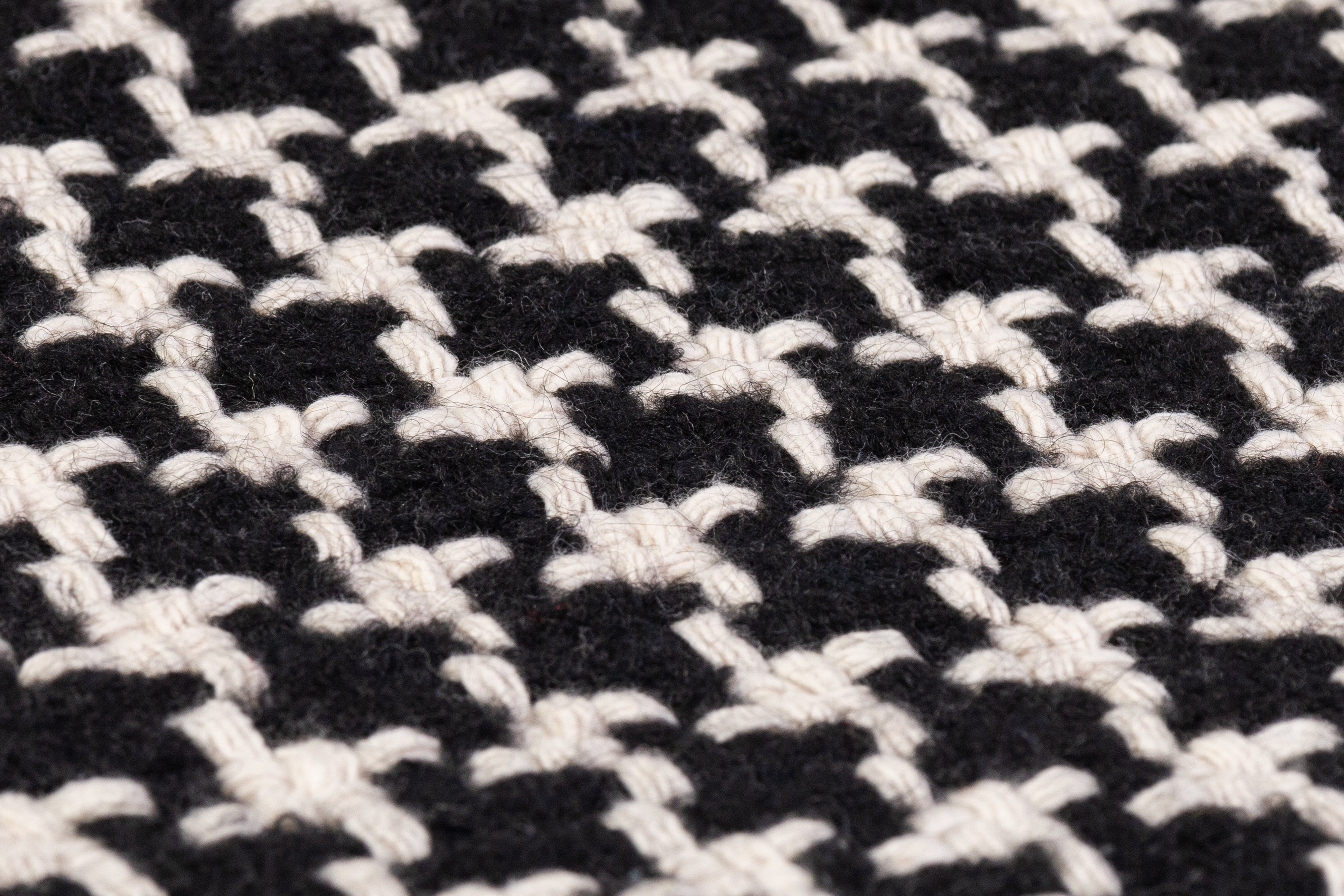 Italian Houndstooth Wool Nylon Tweed Coating - Black / Ivory