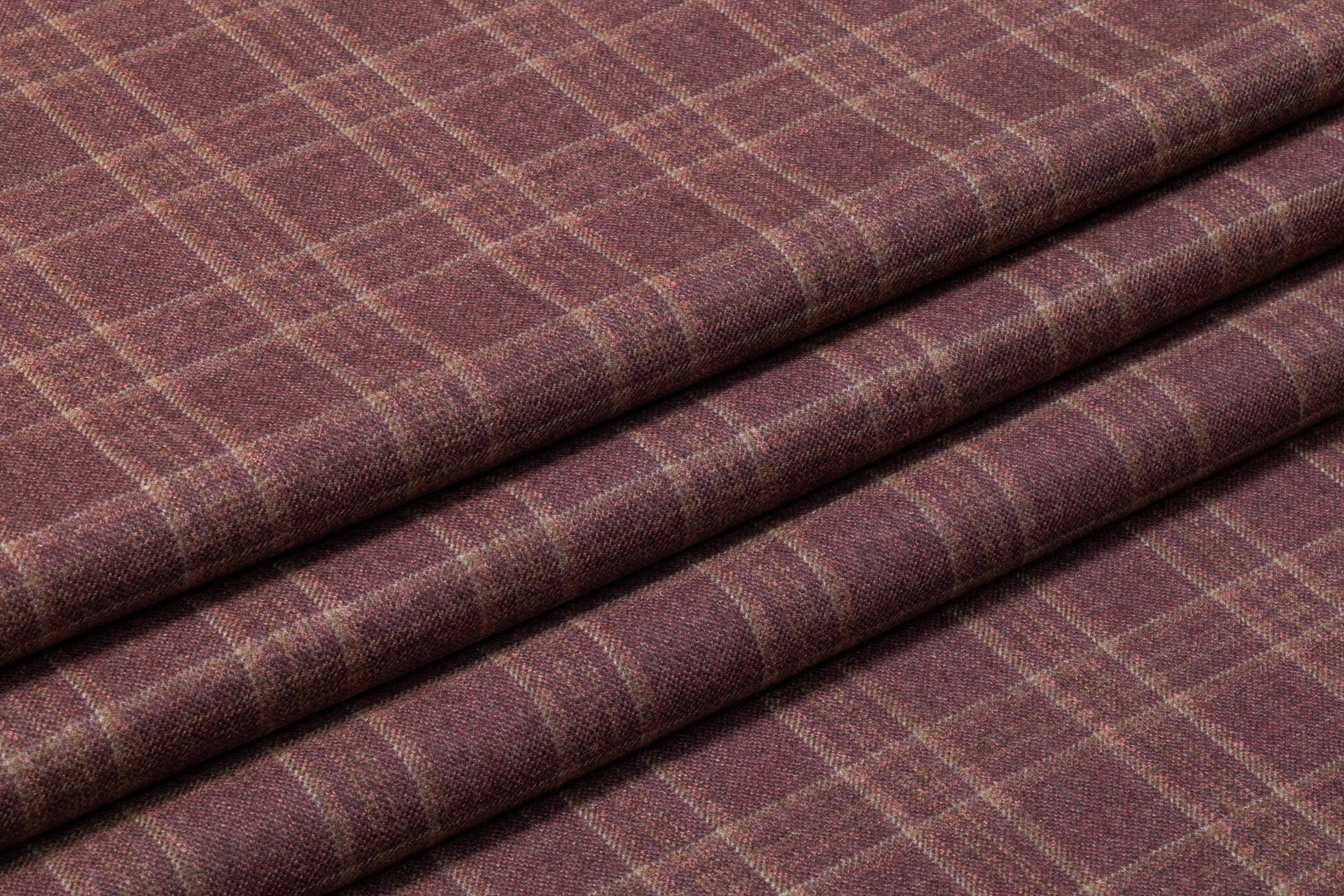 Checked Italian Wool Flannel Suiting - Rosewood