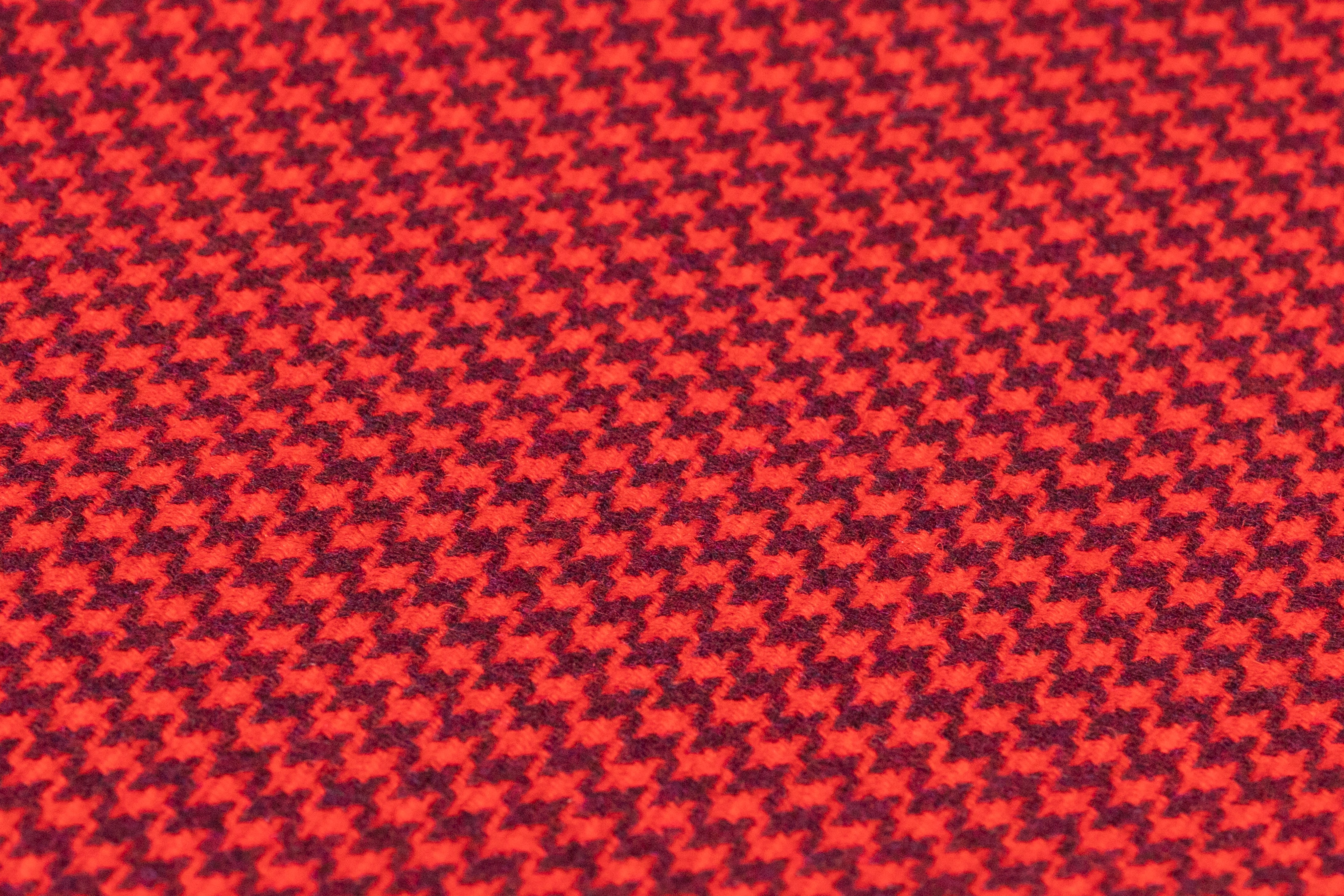 Houndstooth Italian Wool Coating - Red / Burgundy