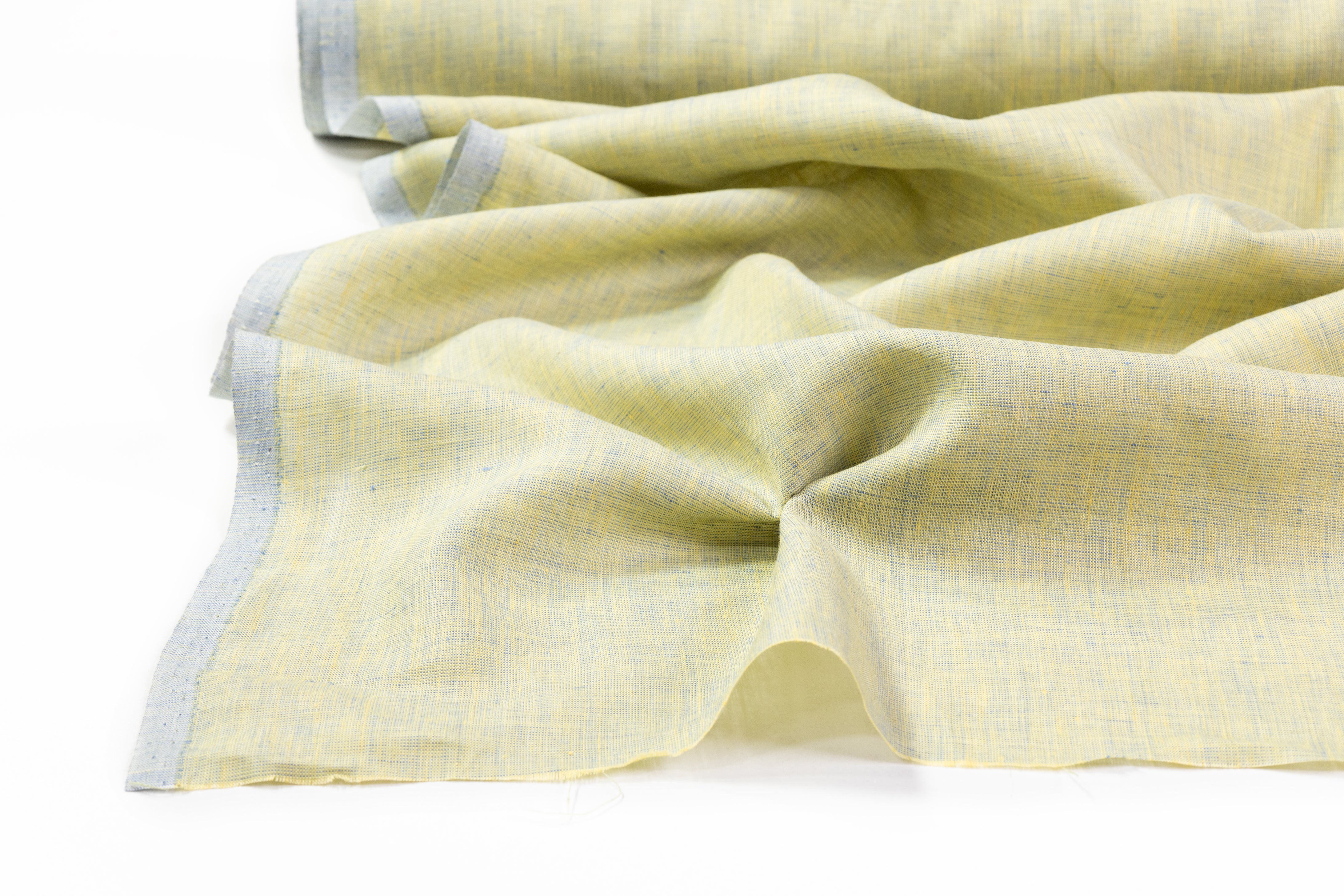 Two Tone Italian Linen - Yellow / Dusty Blue