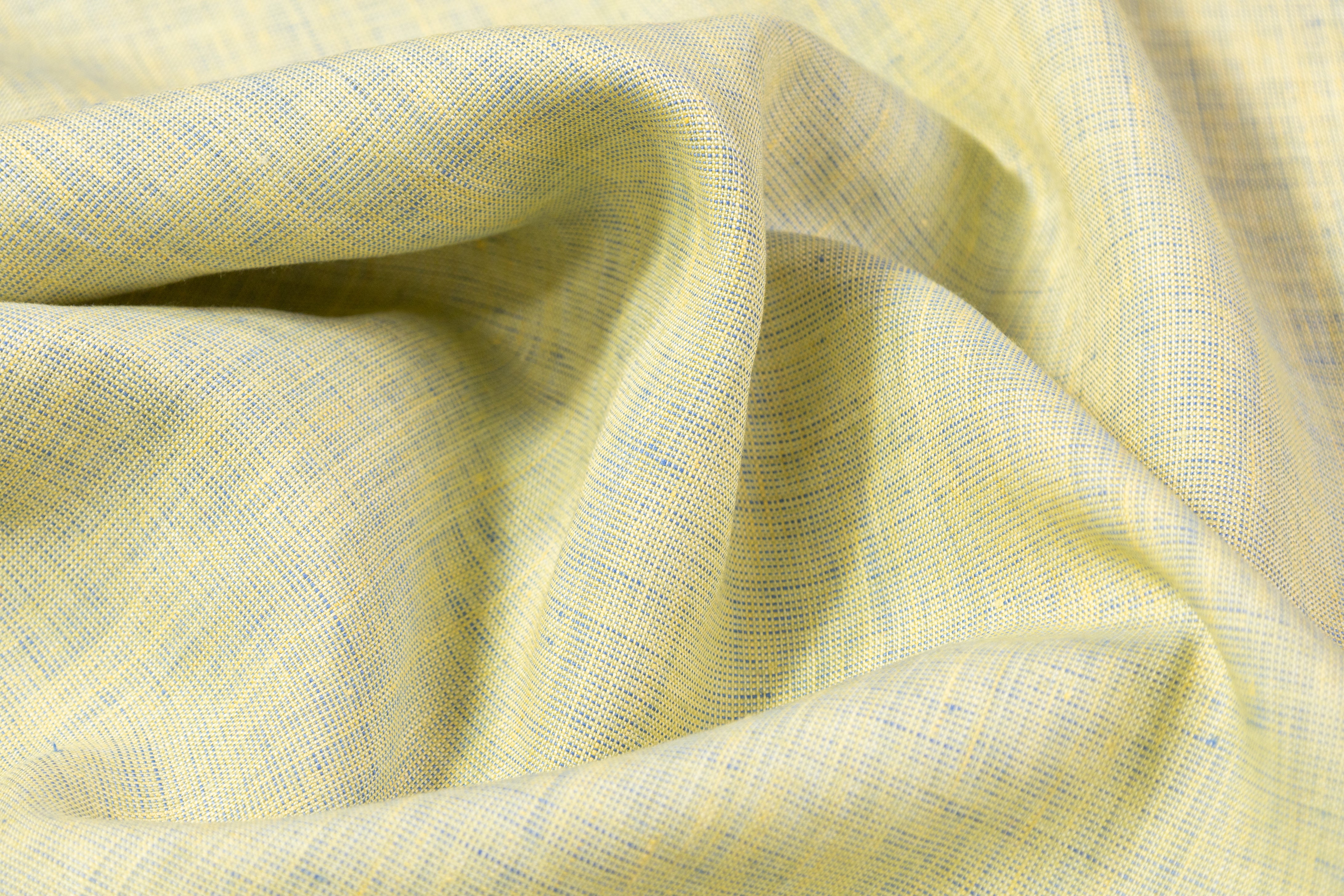 Two Tone Italian Linen - Yellow / Dusty Blue