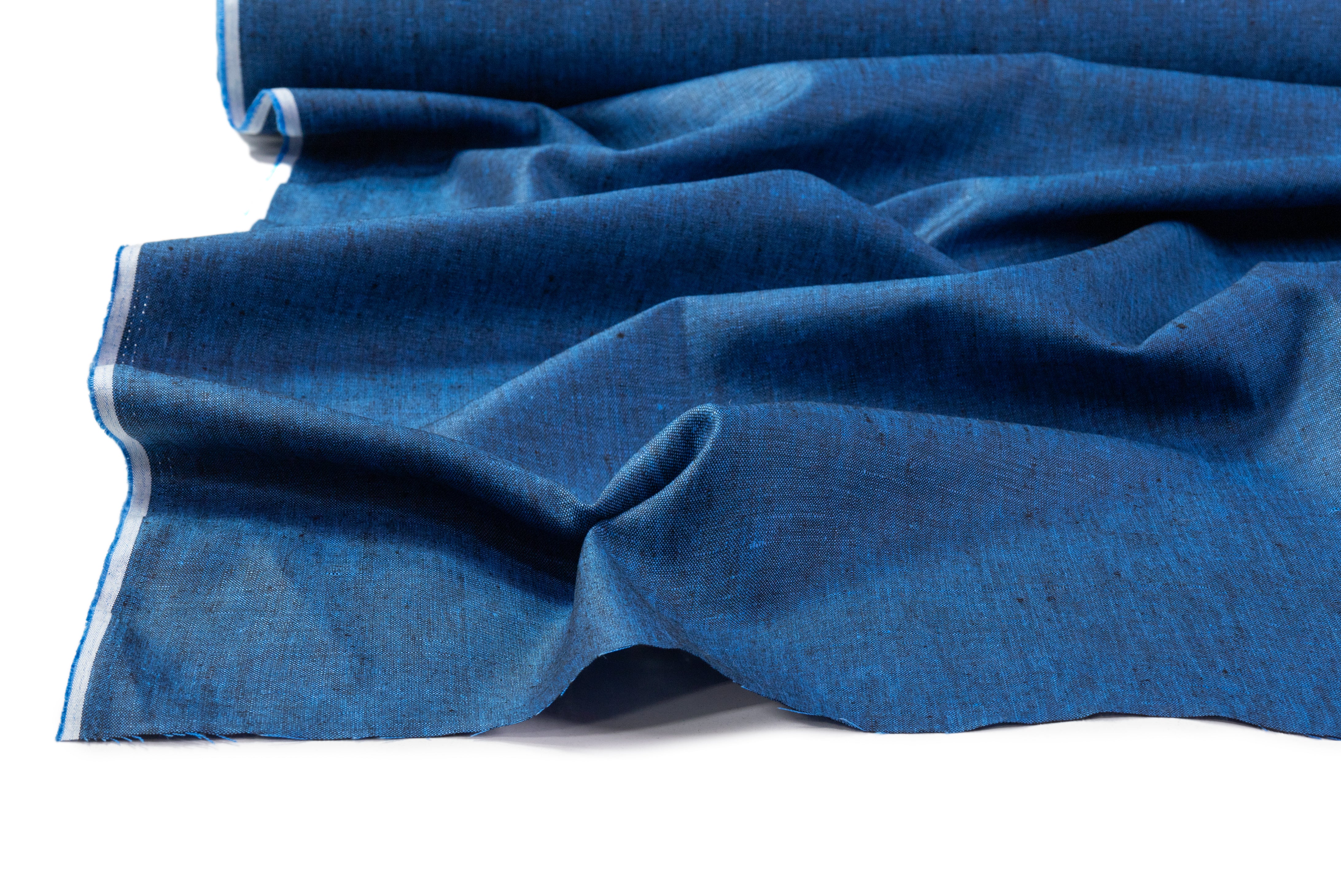Two Tone Italian Linen - Blue / Black