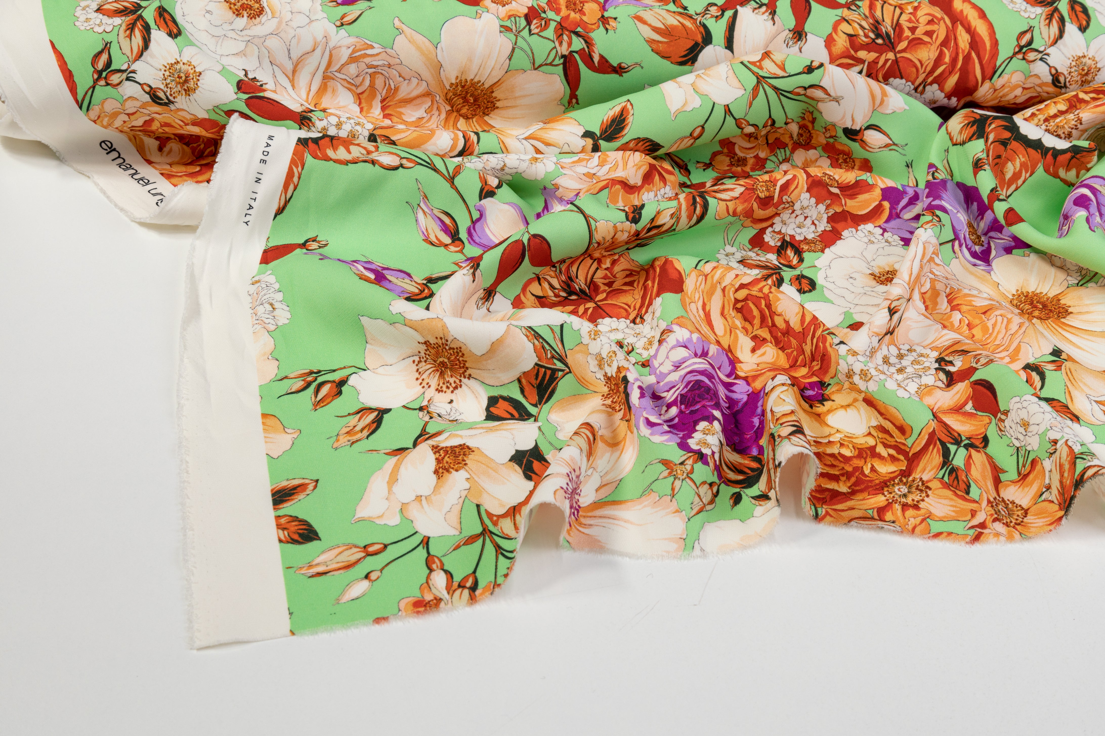 Emanuel Ungaro - Floral Italian 4-Ply Silk Crepe - Green / Multicolor