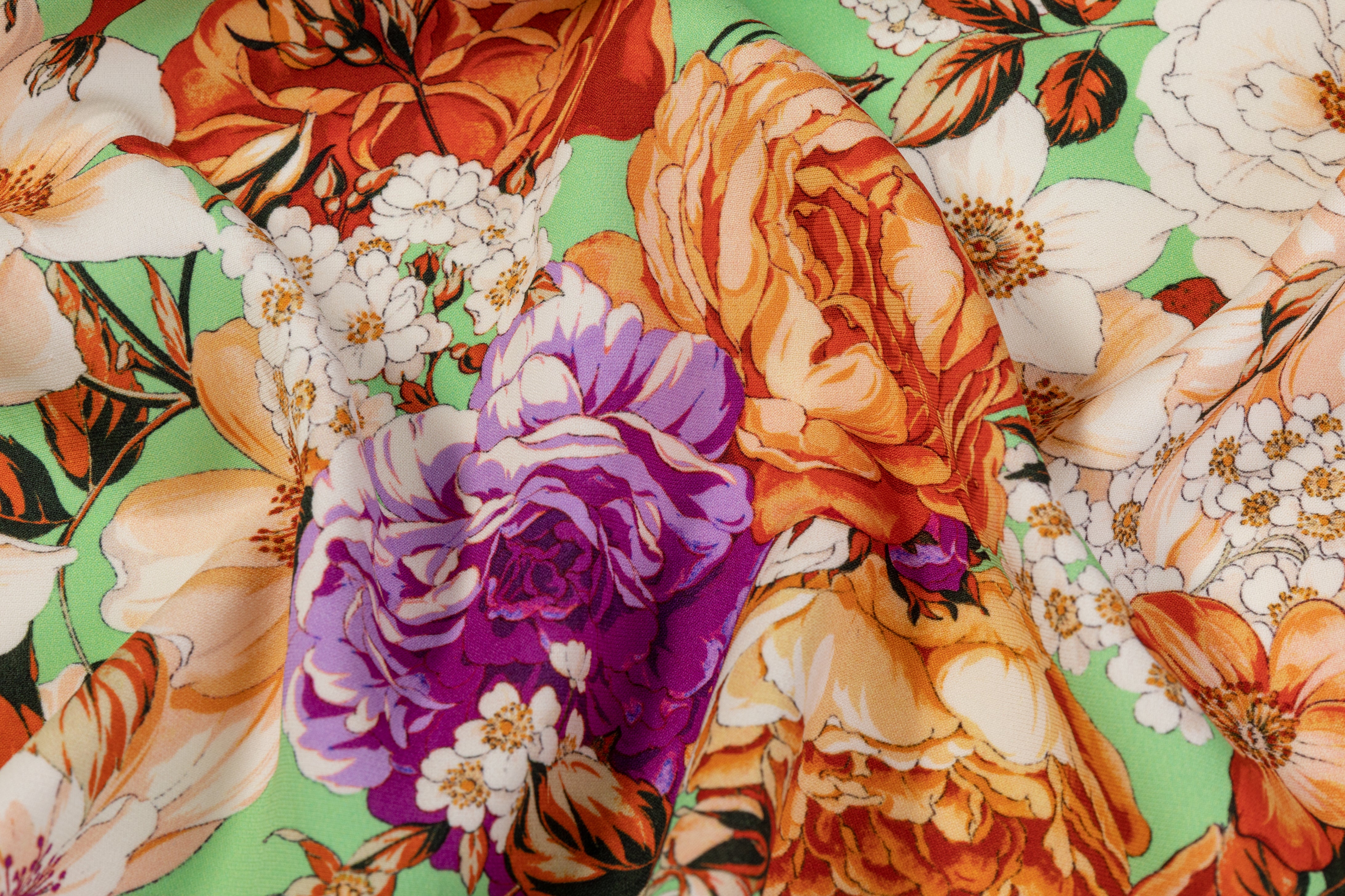 Emanuel Ungaro - Floral Italian 4-Ply Silk Crepe - Green / Multicolor