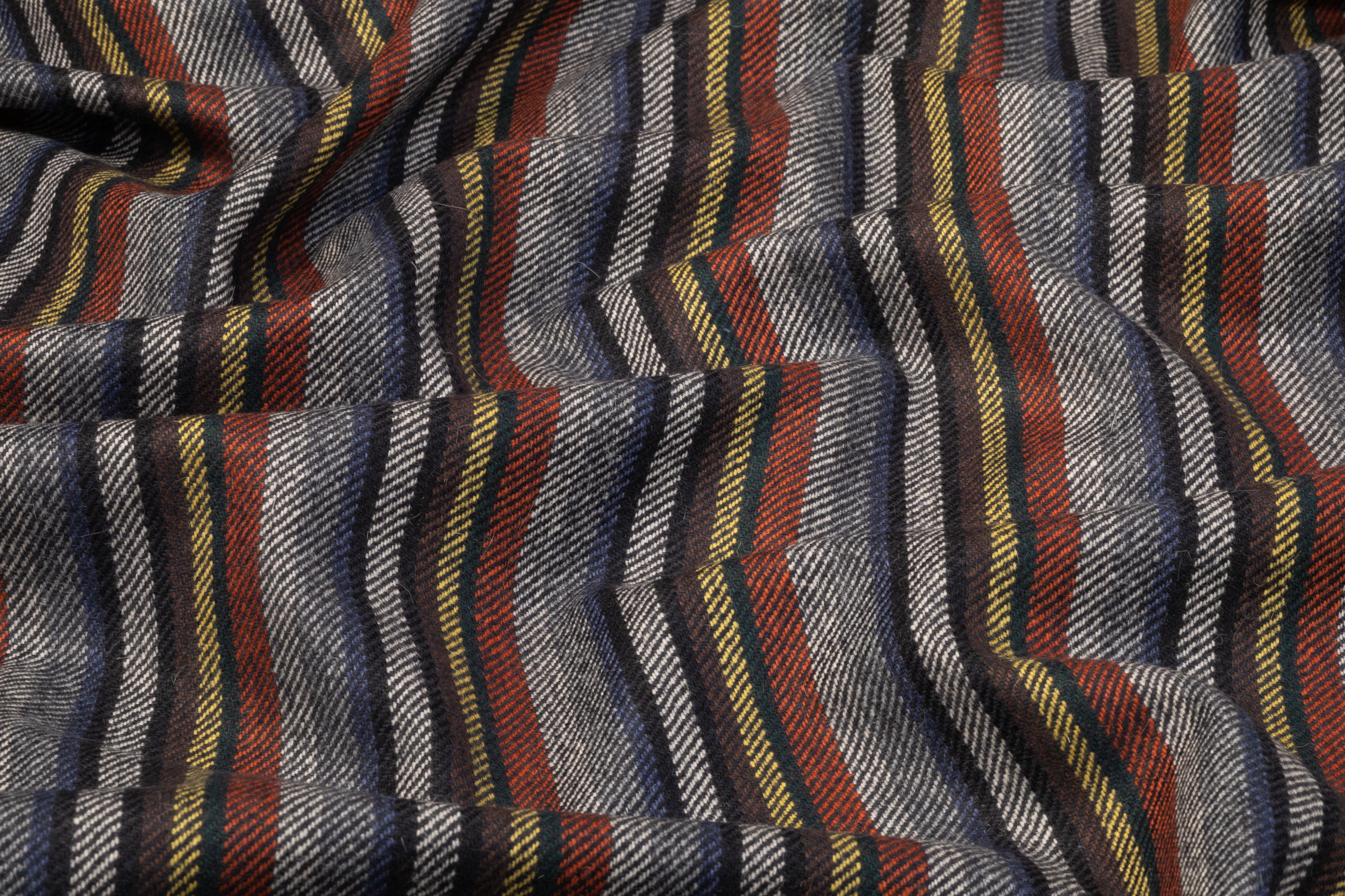 Striped Italian Wool Suiting - Multicolor
