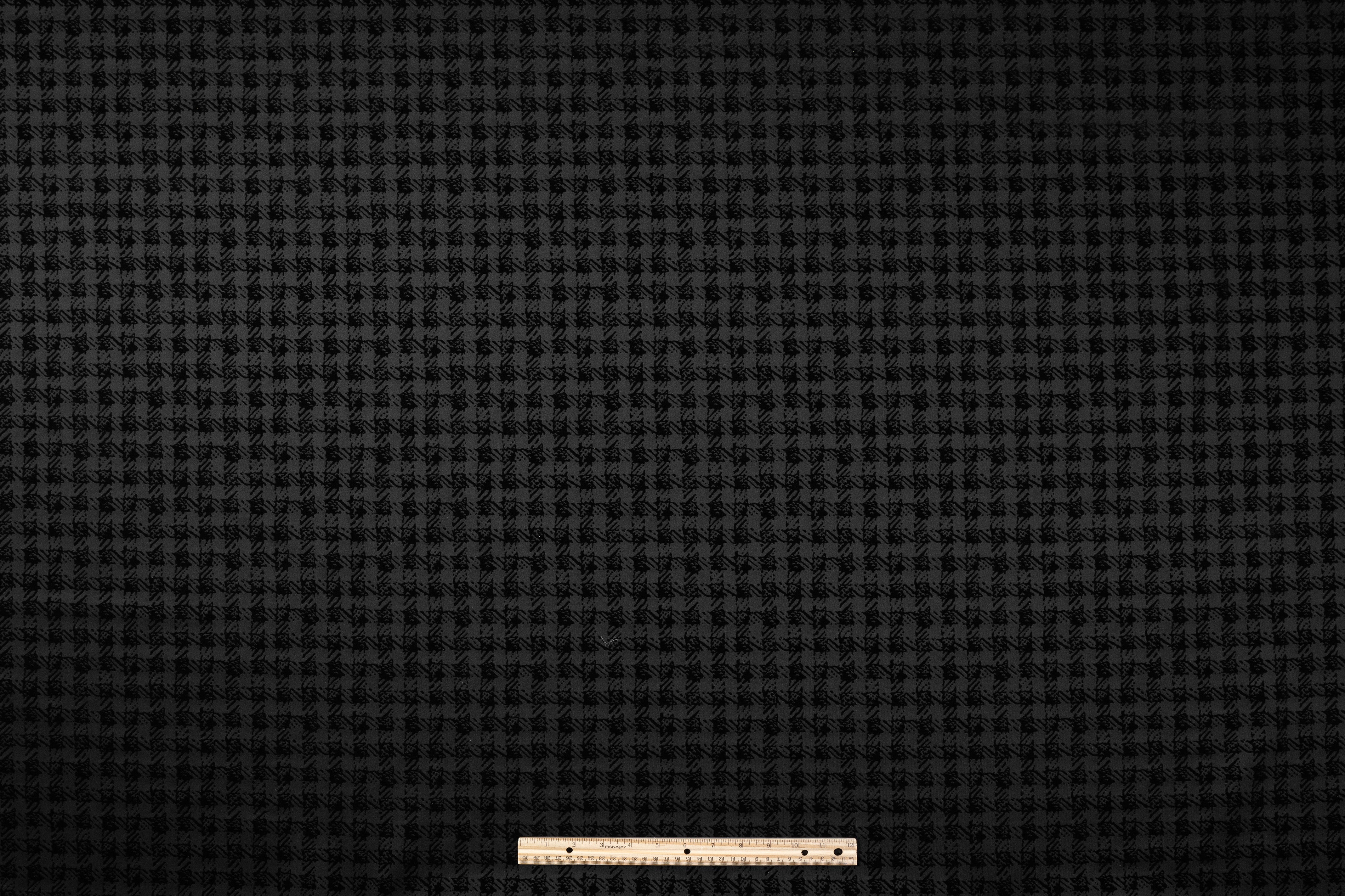 Houndstooth Flocked Scuba Knit - Black