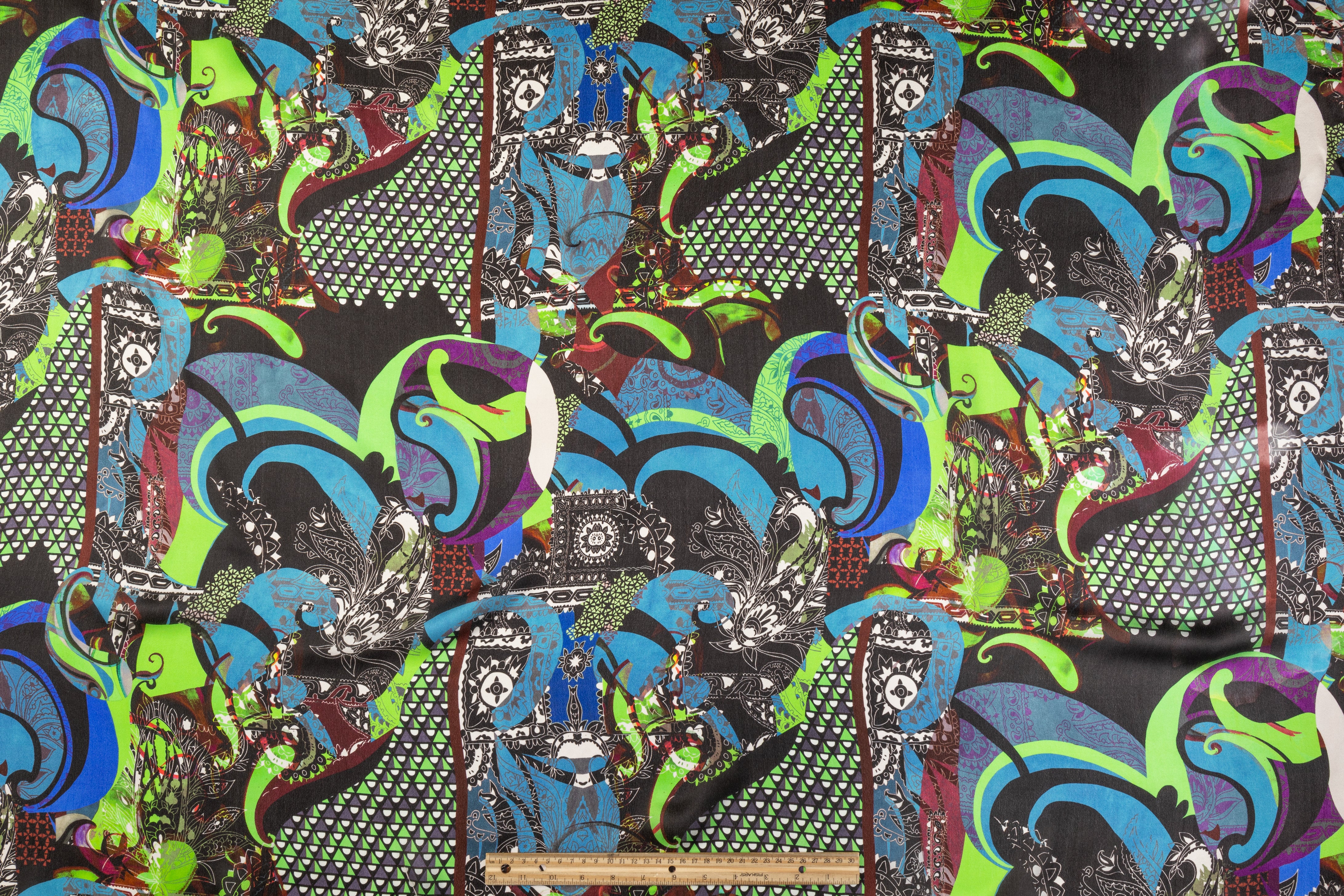 Abstract Italian Silk Habotai - Multicolor