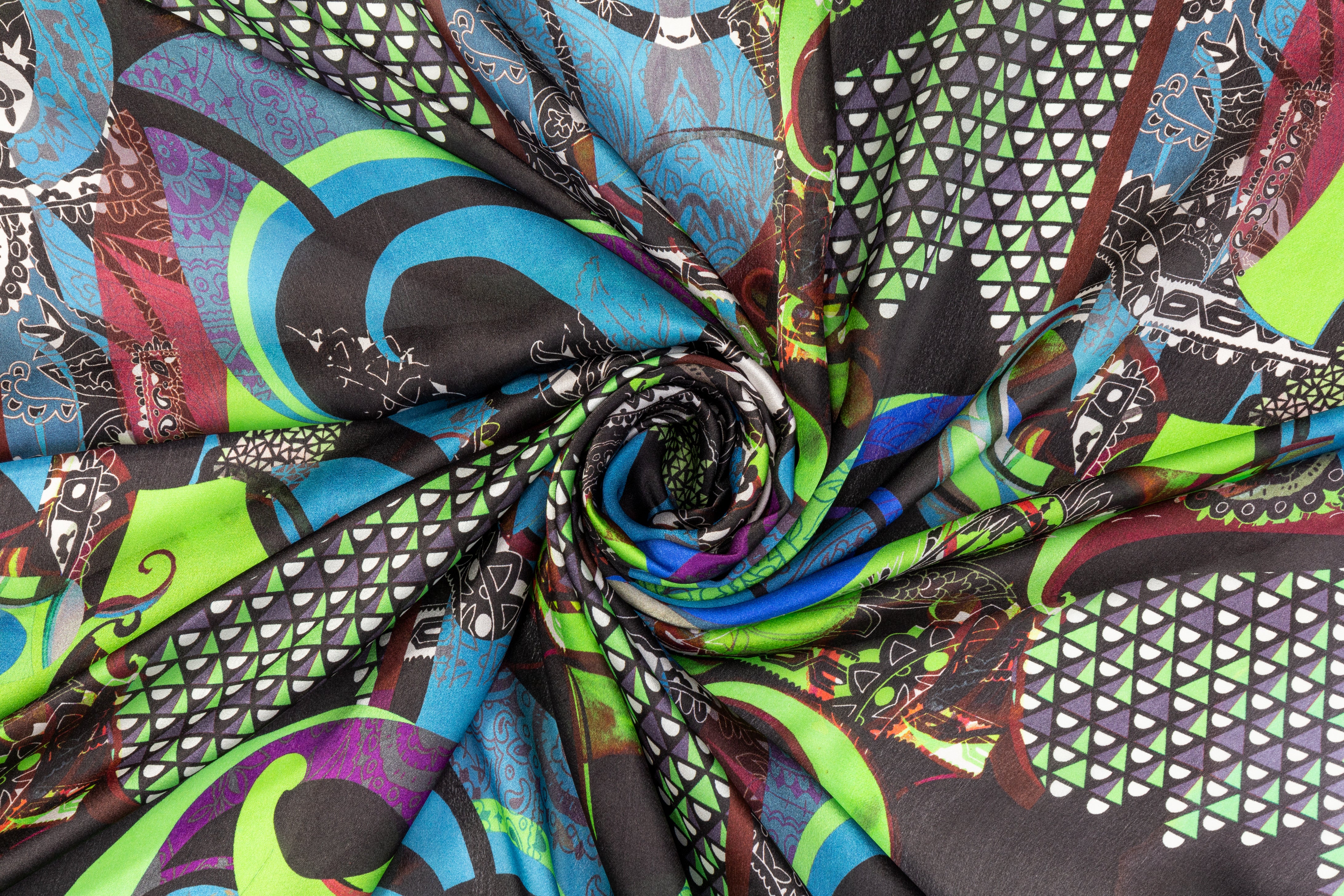 Abstract Italian Silk Habotai - Multicolor