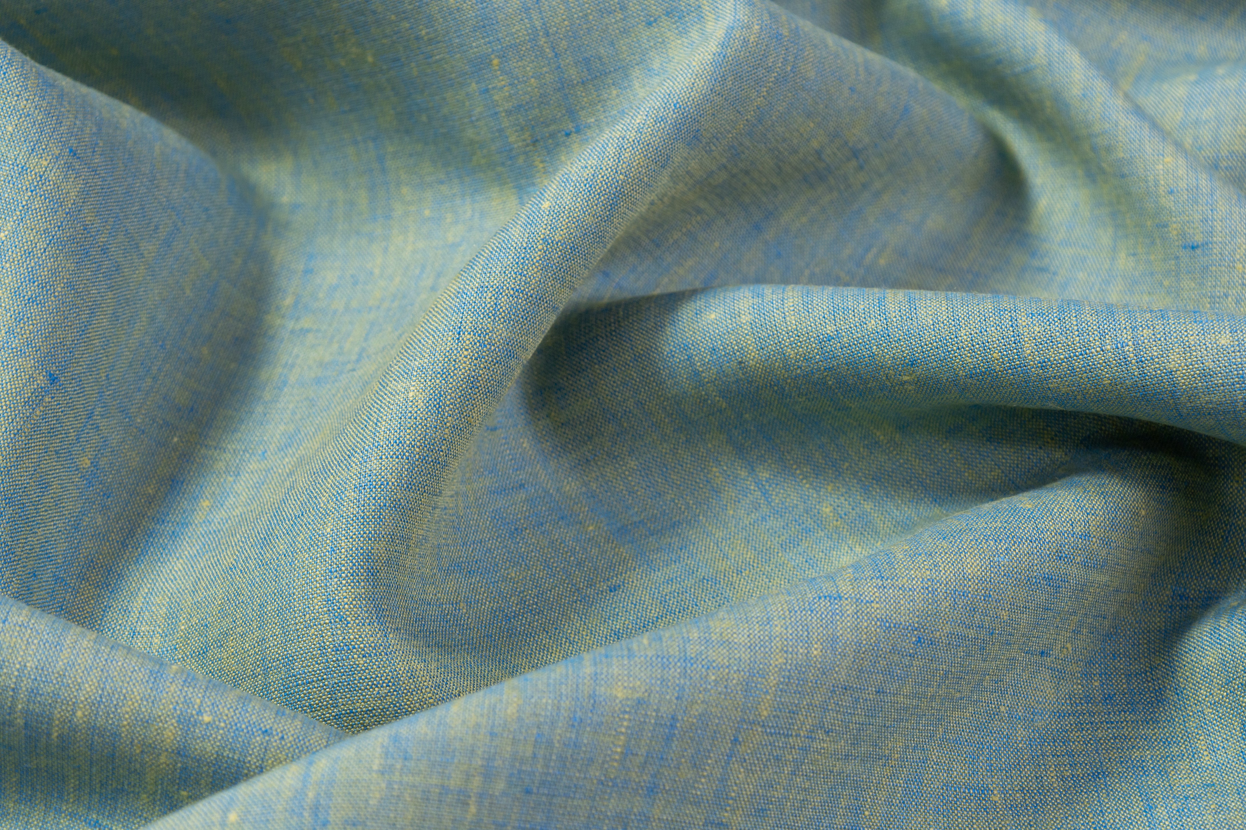 Two Tone Italian Linen - Chartreuse / Blue