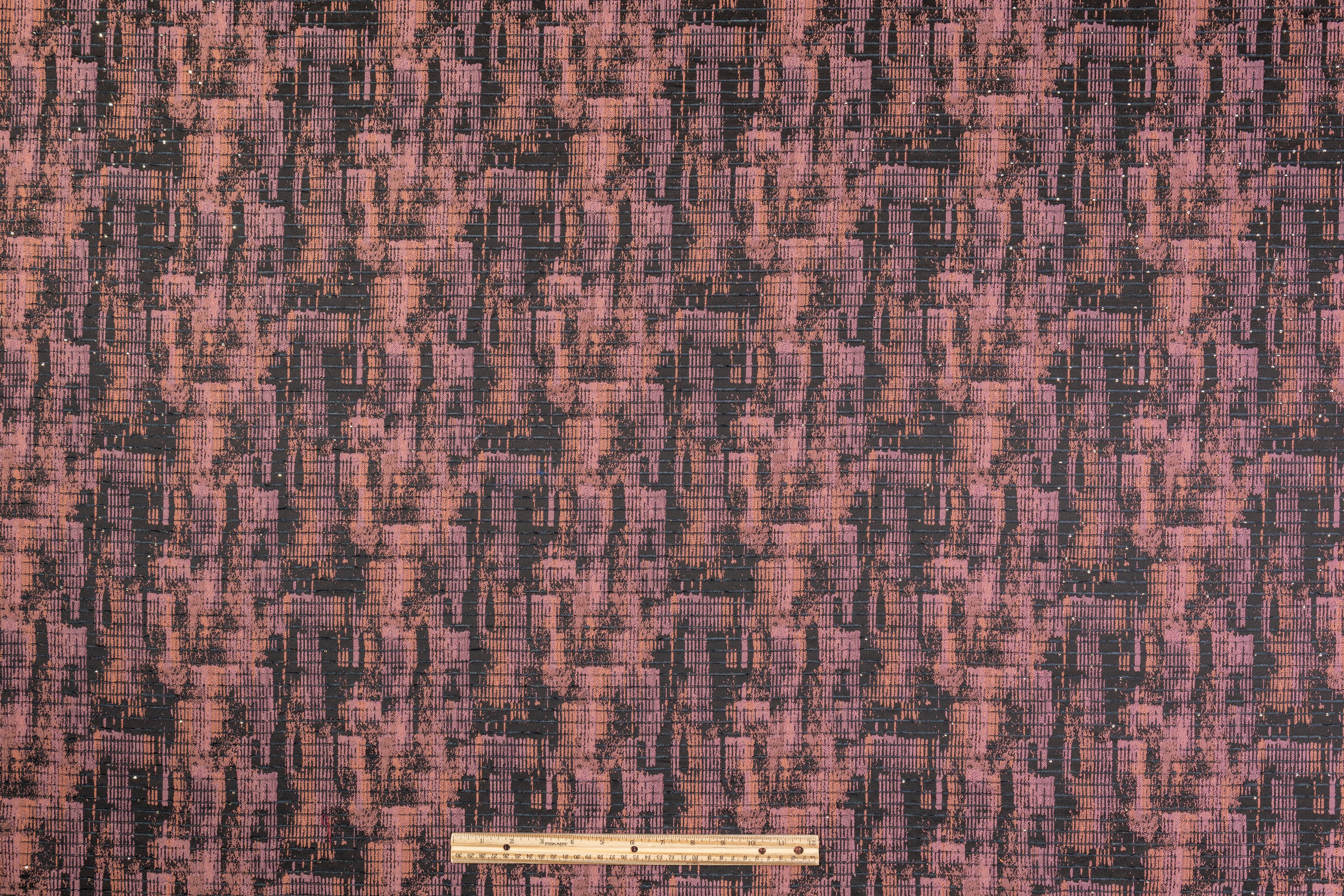 Sequined Abstract Brocade - Dark Mauve / Black / Navy