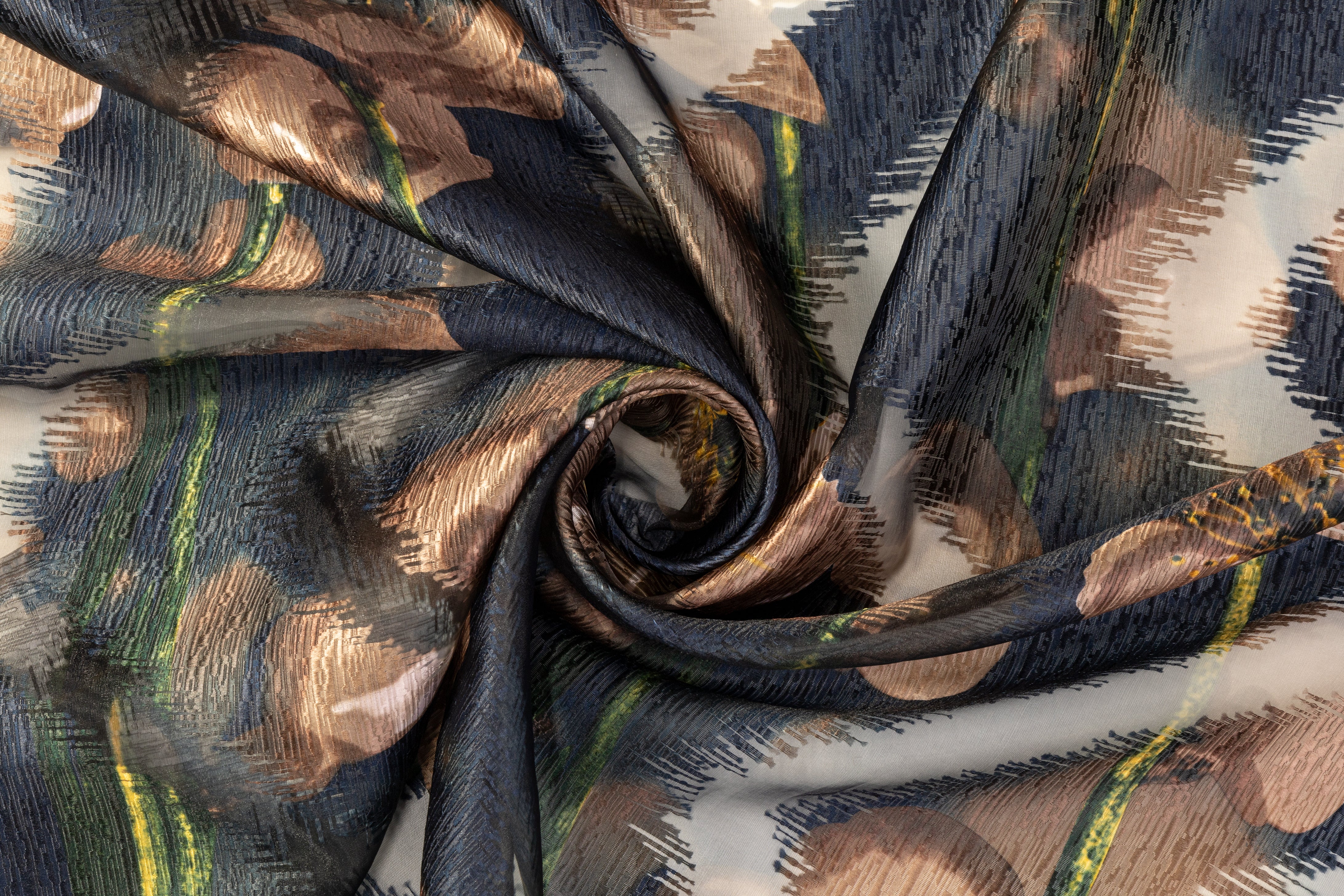 Abstract Textured Organza Burnout Brocade - Multicolor