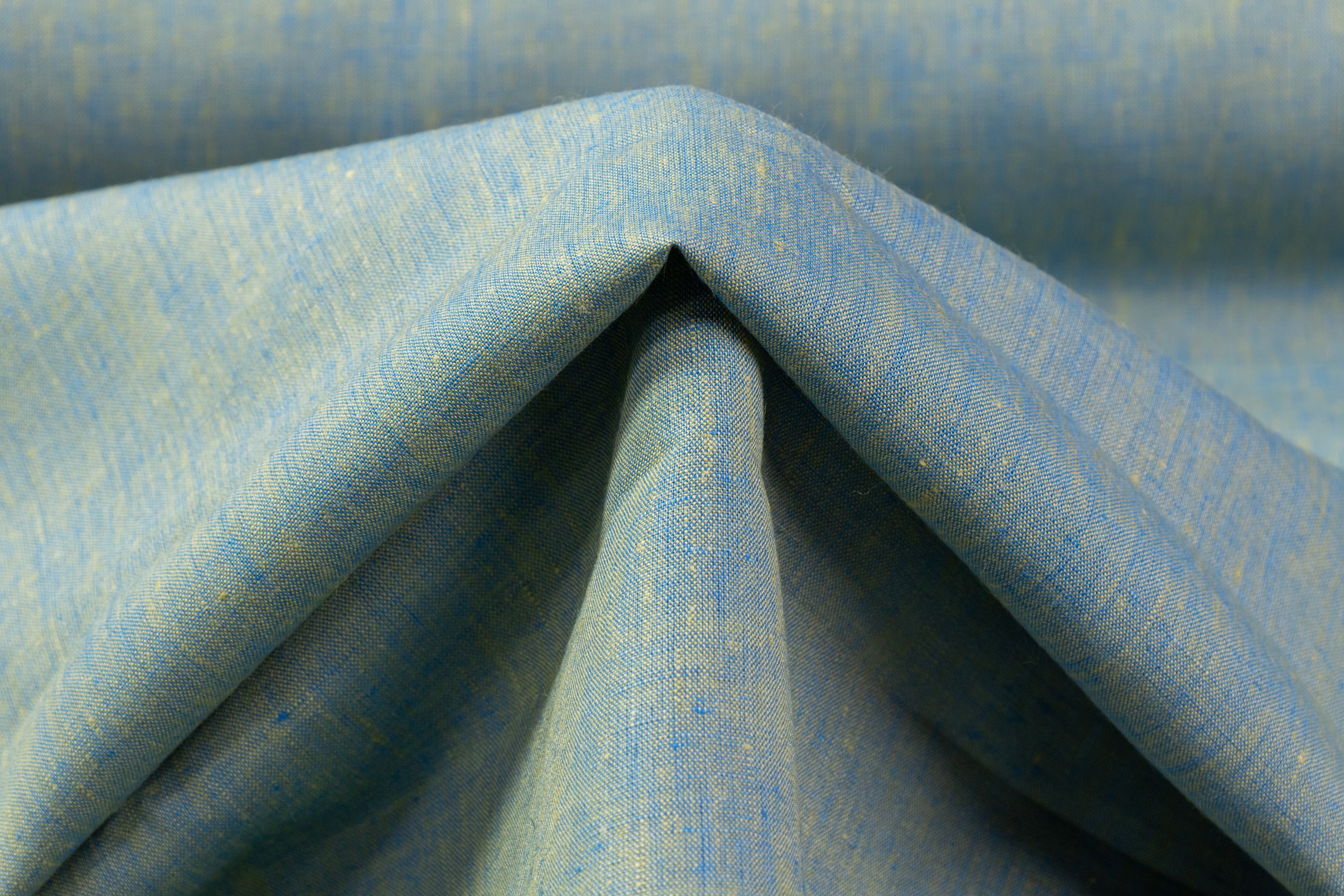 Two Tone Italian Linen - Chartreuse / Blue