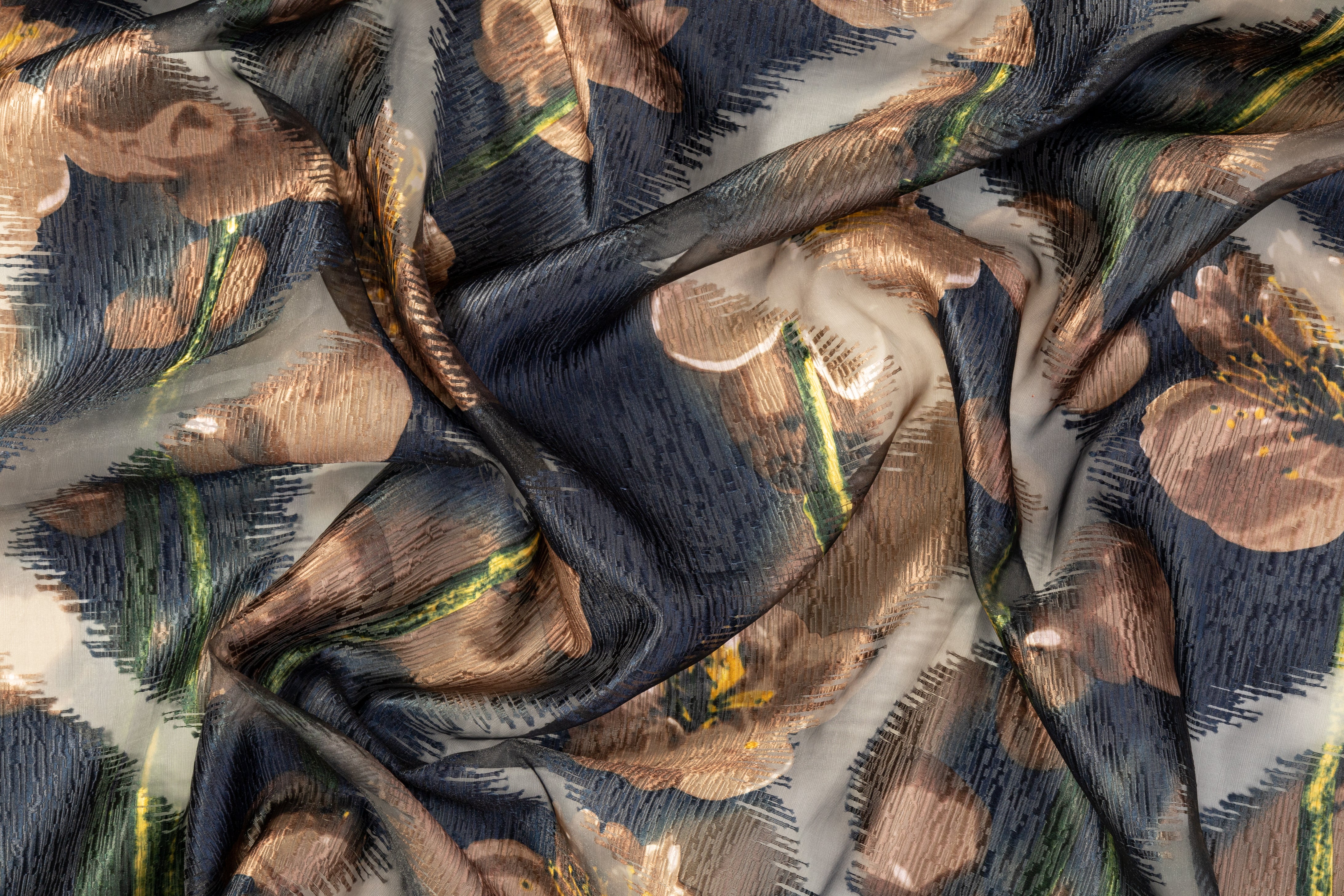 Abstract Textured Organza Burnout Brocade - Multicolor