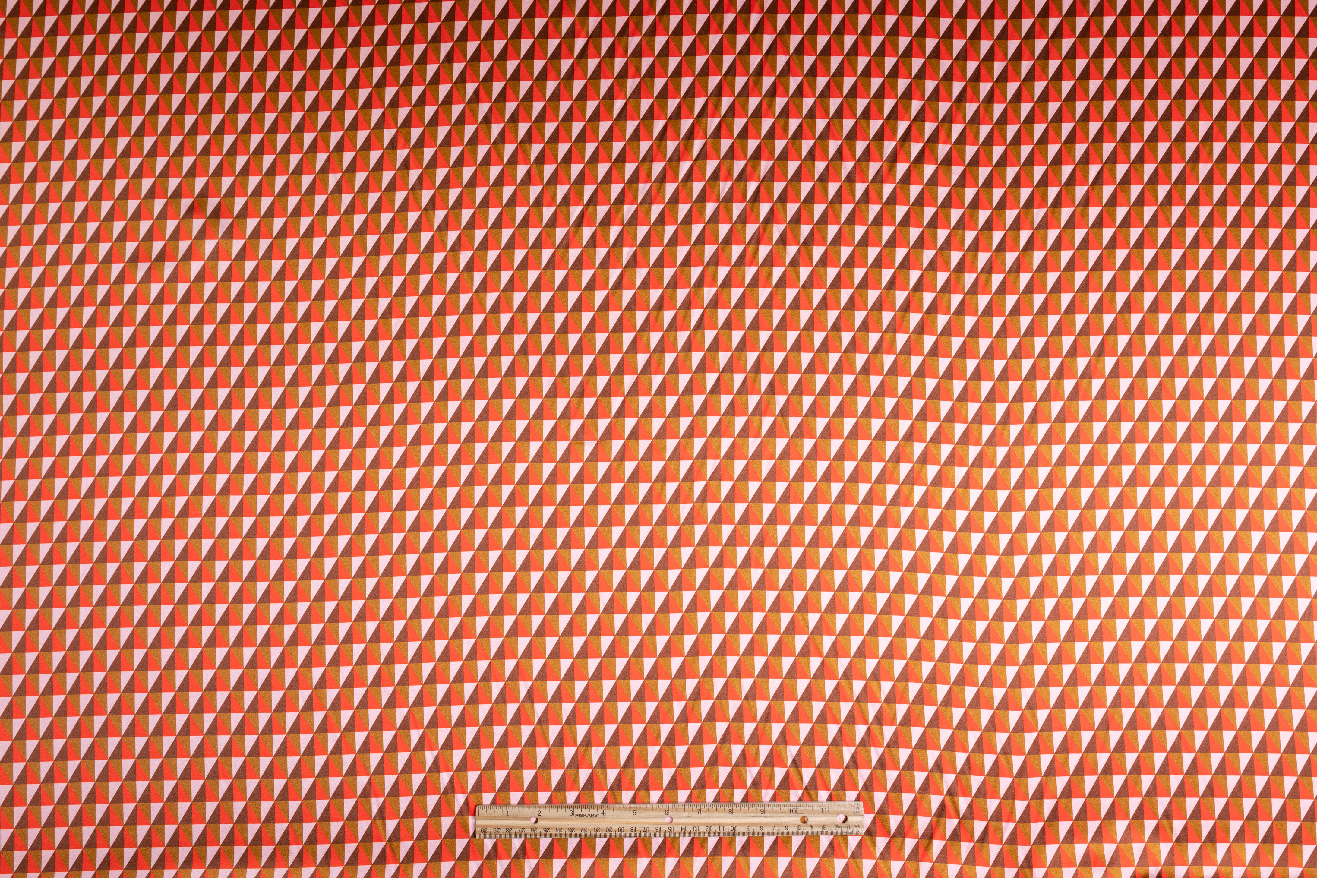 Geometric Silk Charmeuse - Orange / Brown / Blush