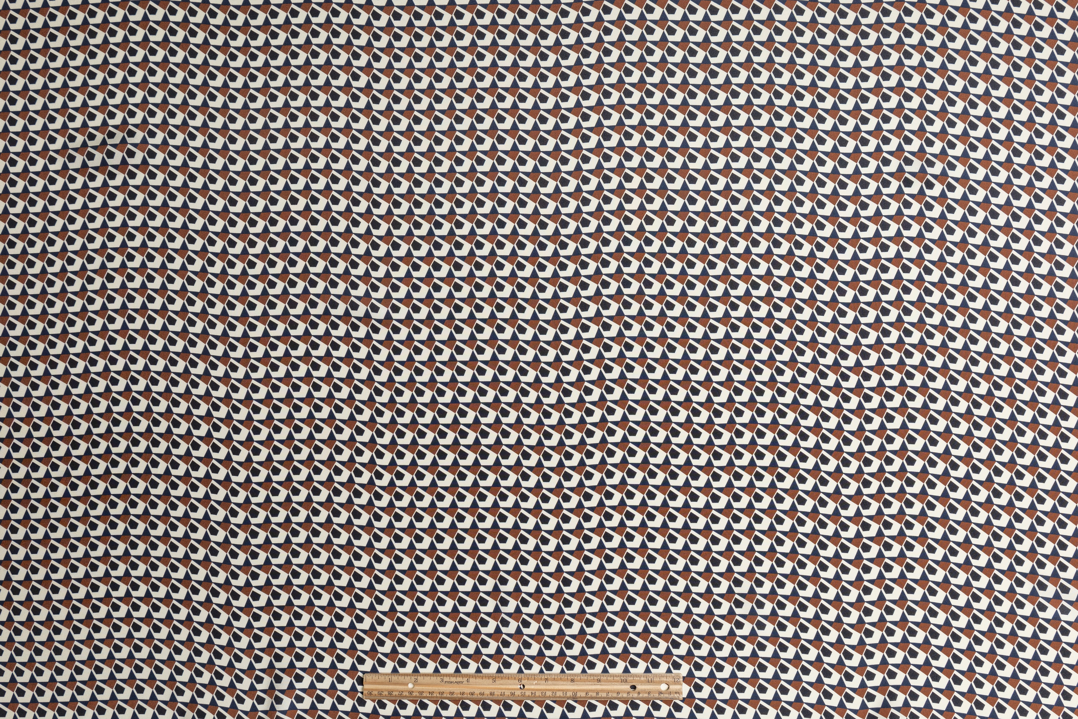 Geometric 4-Ply Silk - Navy / Rust / Black / White