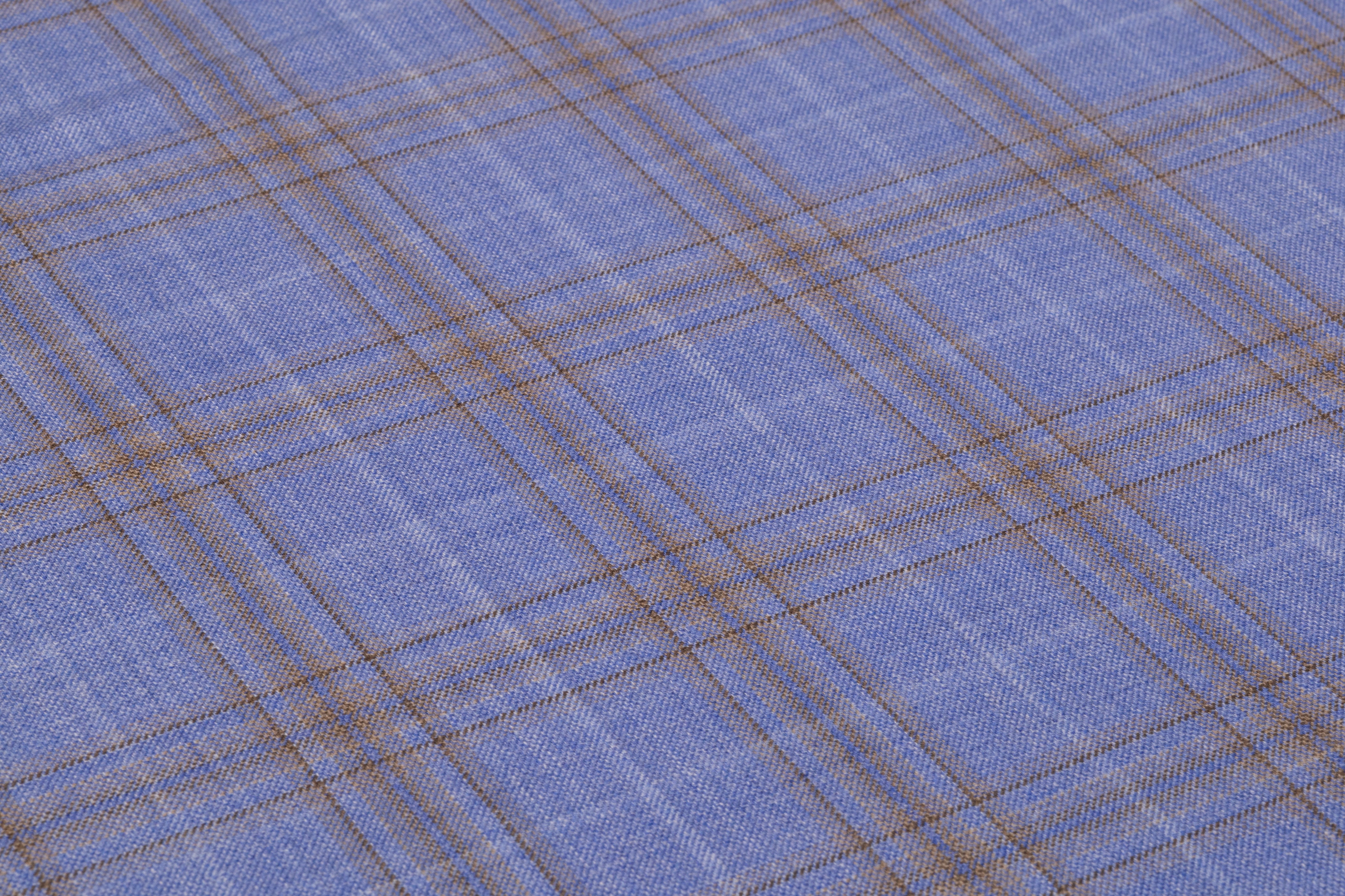 Superfine Italian Wool Suiting - Cornflower Blue / Tan