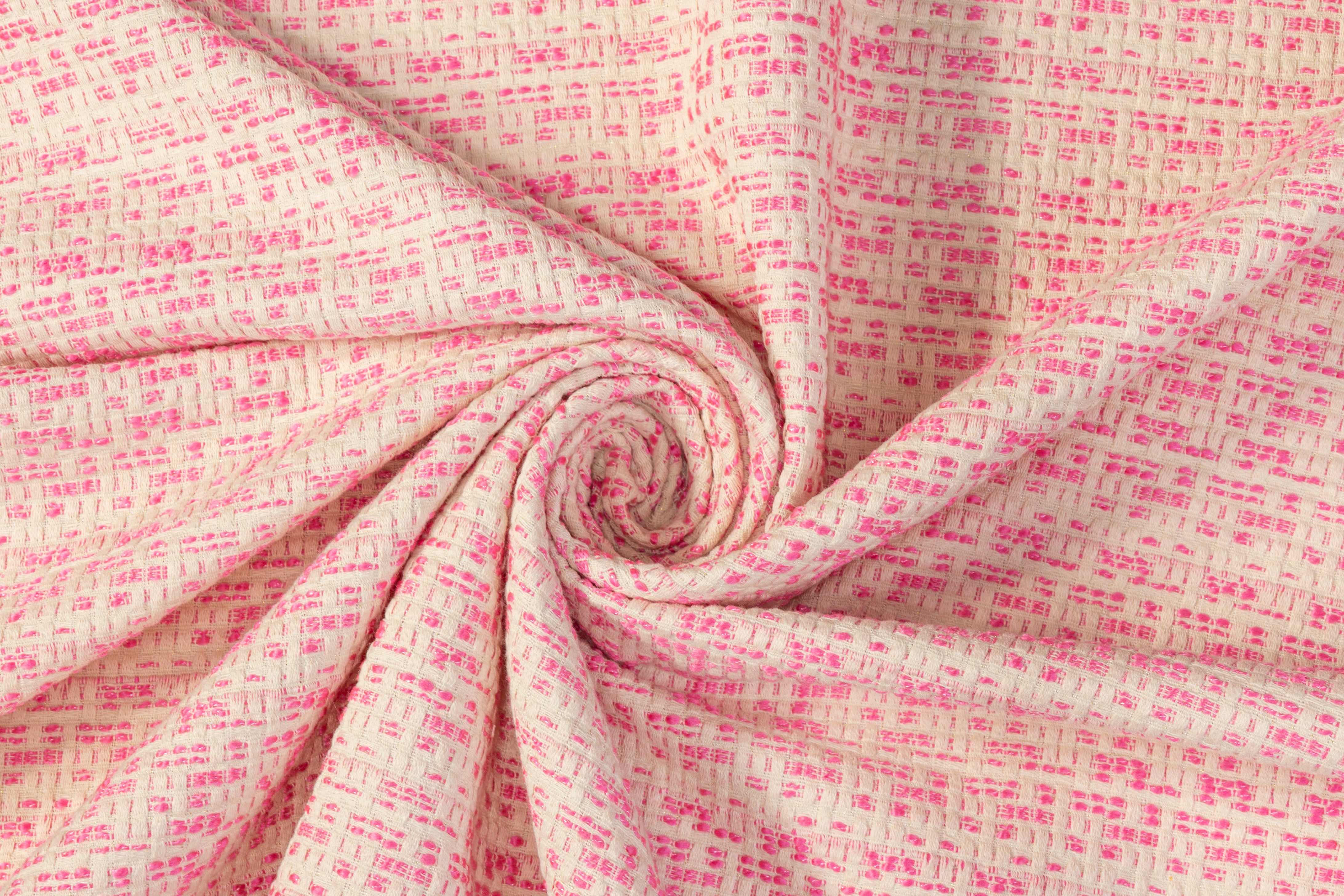 Poly Rayon Tweed - White / Pink