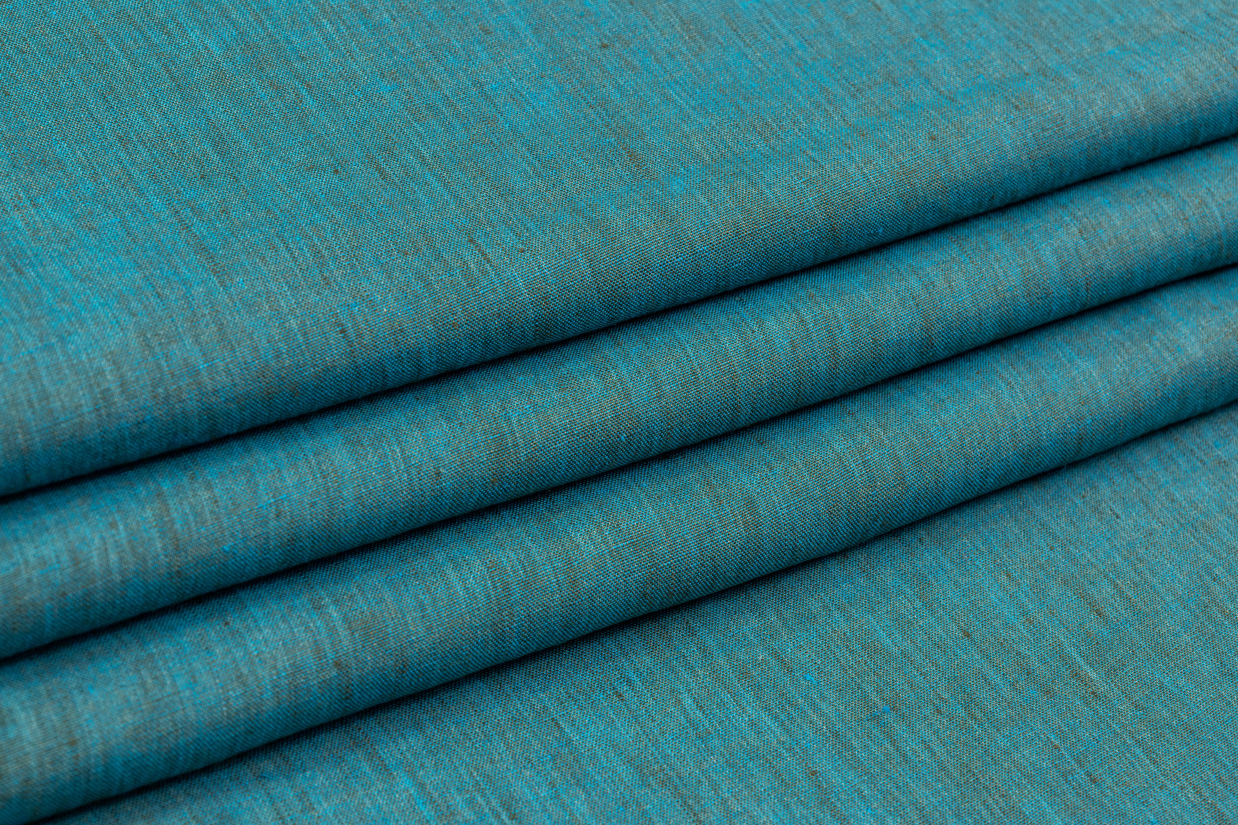 Two Tone Italian Linen - Olive / Aqua Blue