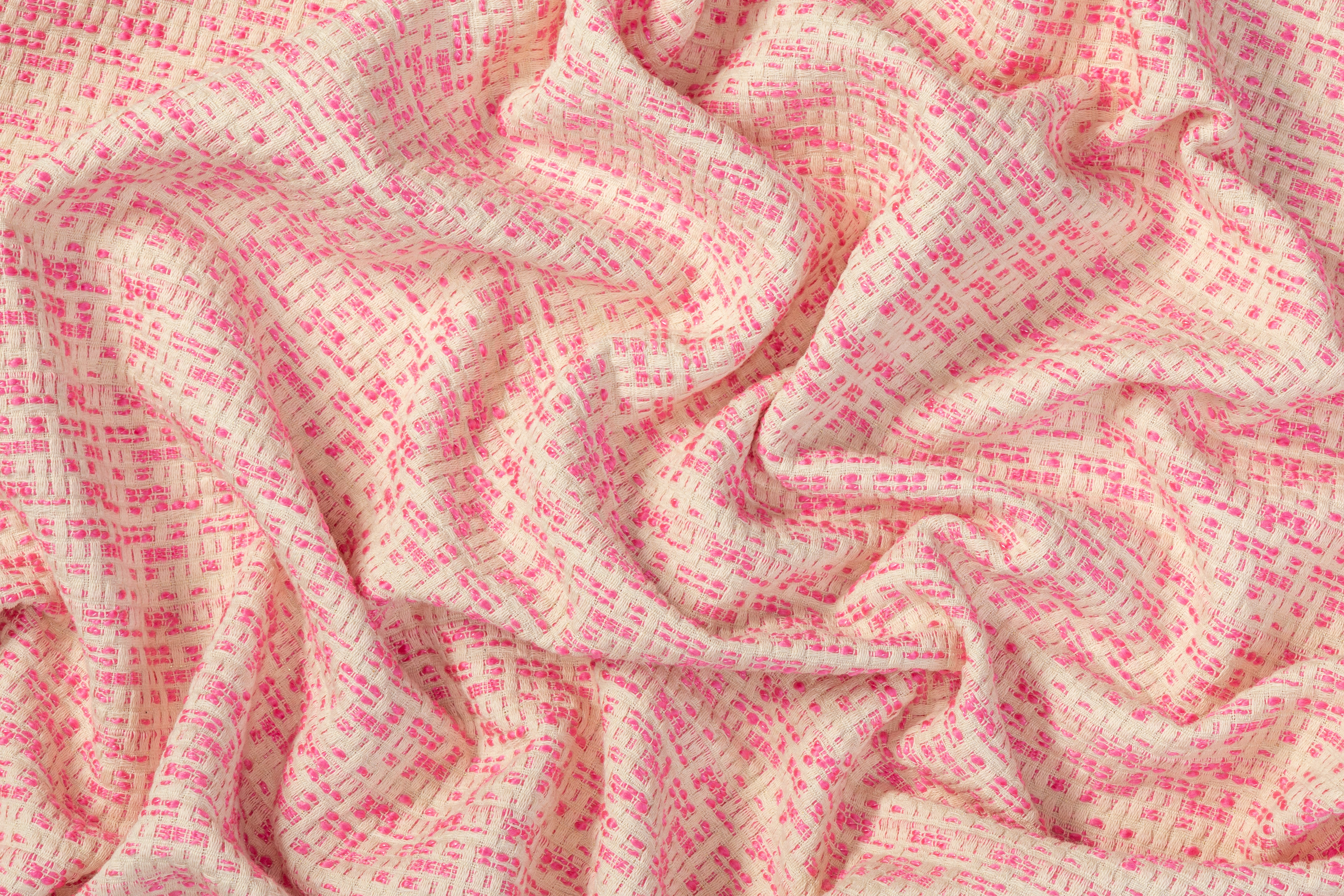 Poly Rayon Tweed - White / Pink