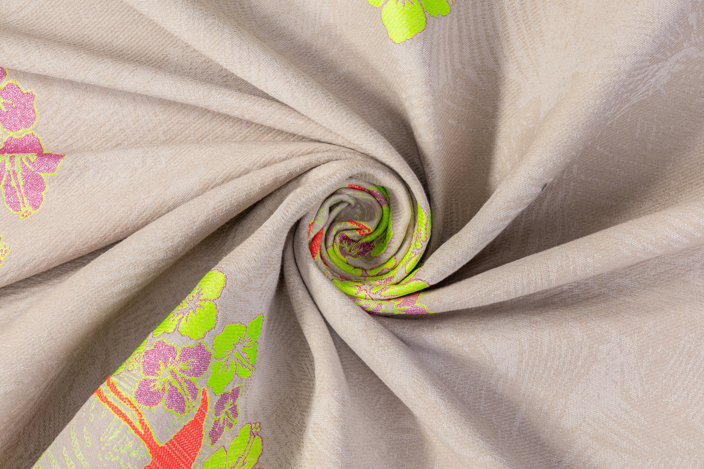 Floral Flamingo Metallic Rayon Poly Brocade - Multicolor