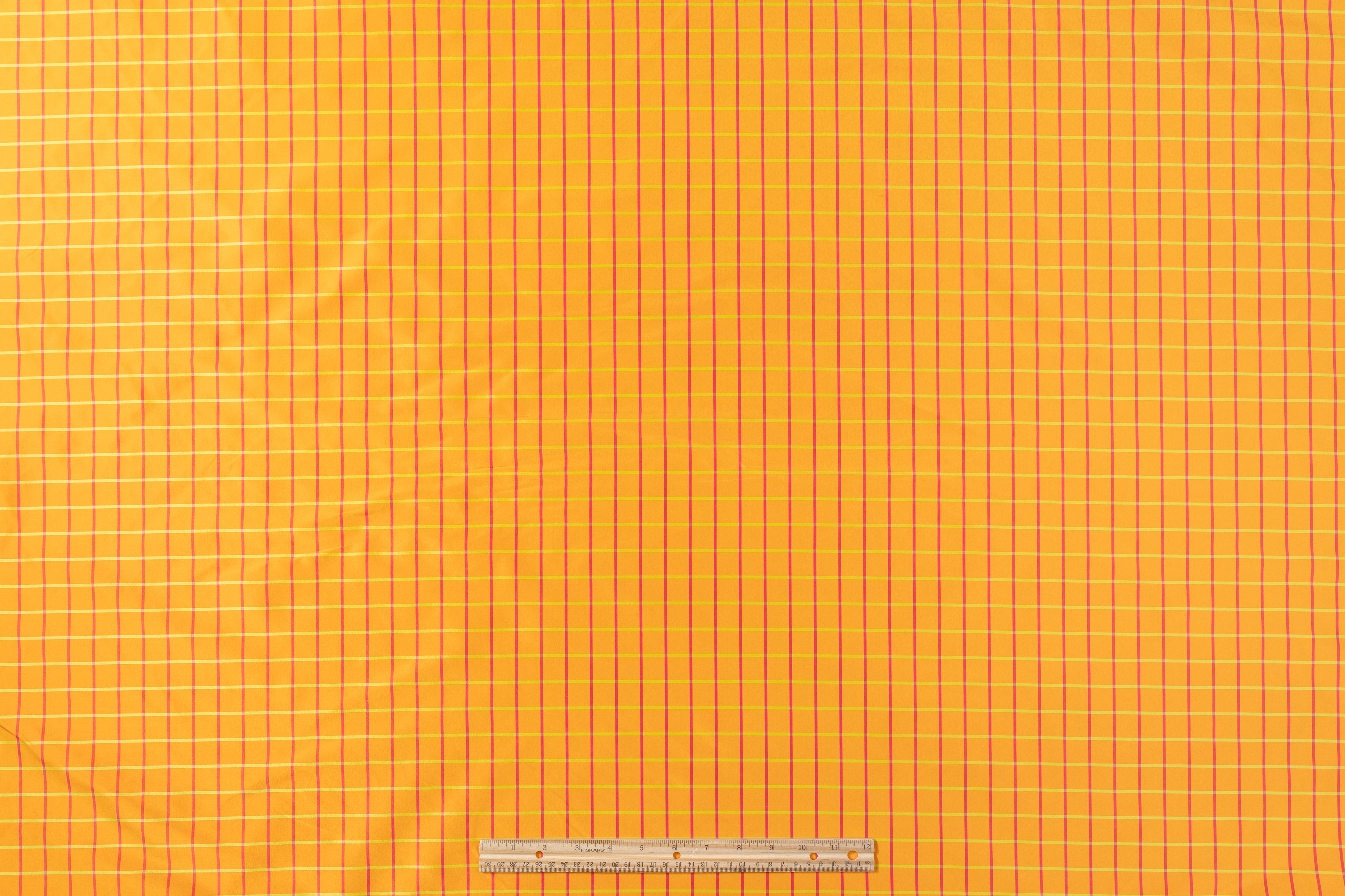 Checked Silk Taffeta - Orange / Yellow / Pink