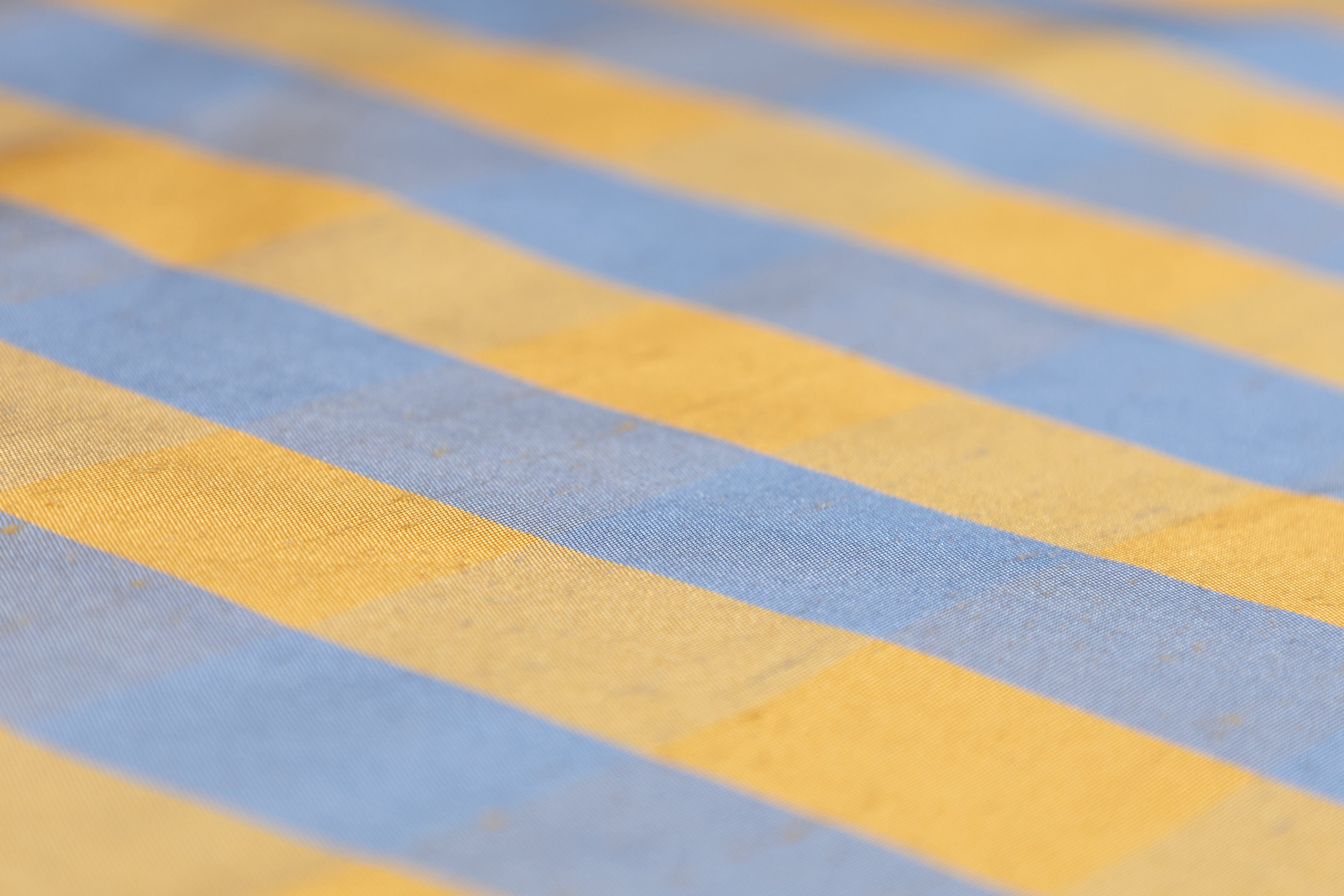 Checked Silk Shantung - Gold / Blue