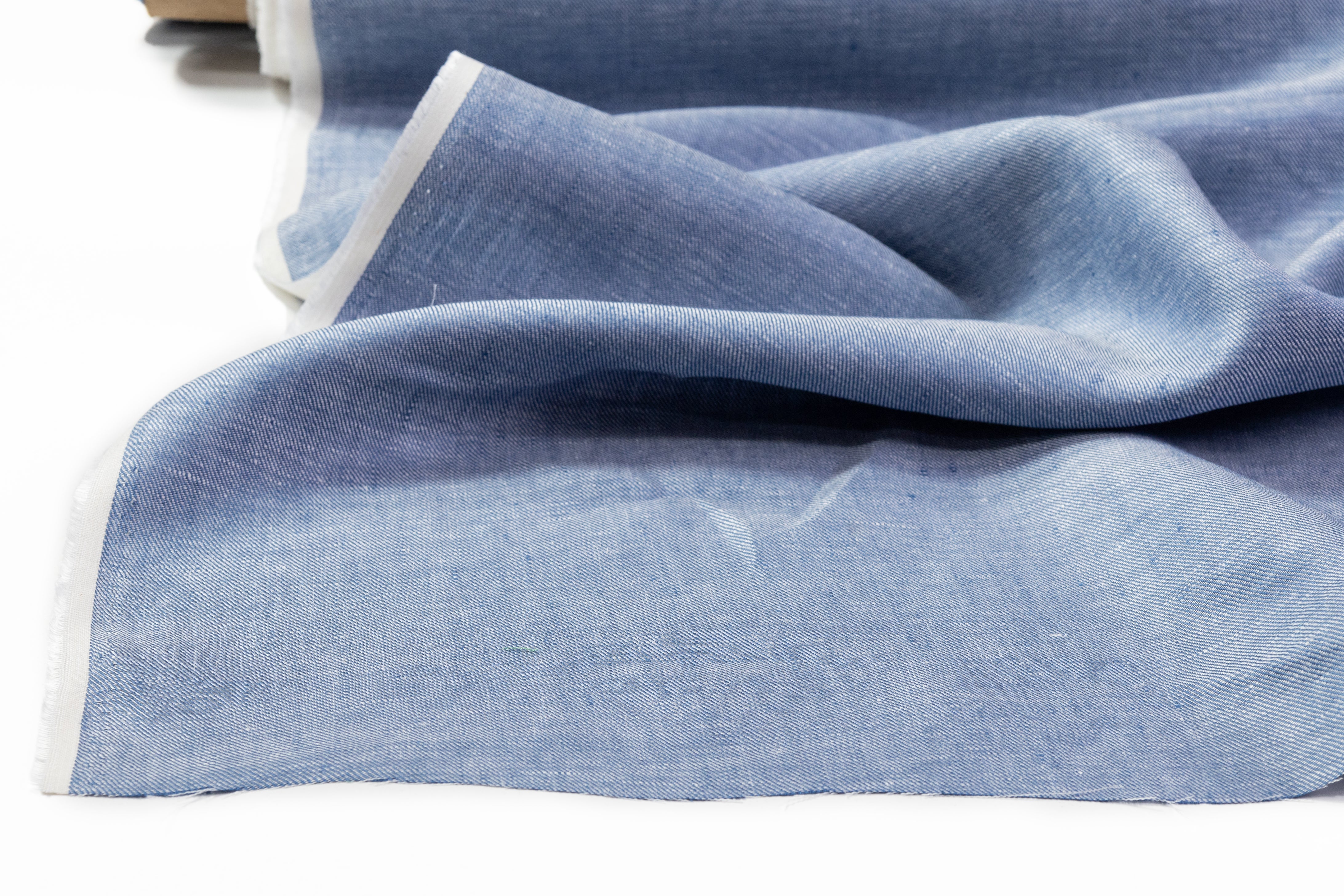 Two Tone Italian Linen - Soft Blue / White