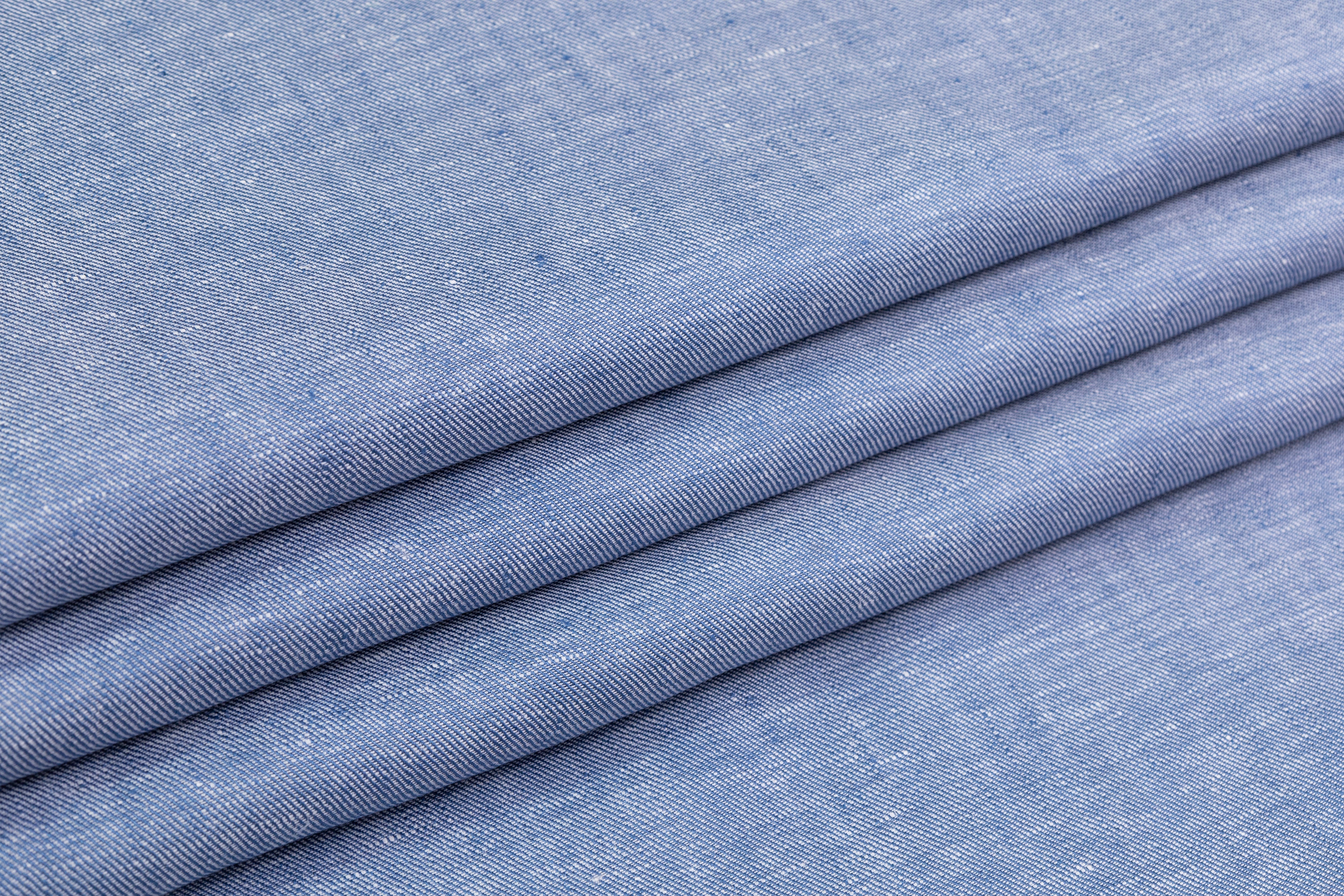 Two Tone Italian Linen - Soft Blue / White