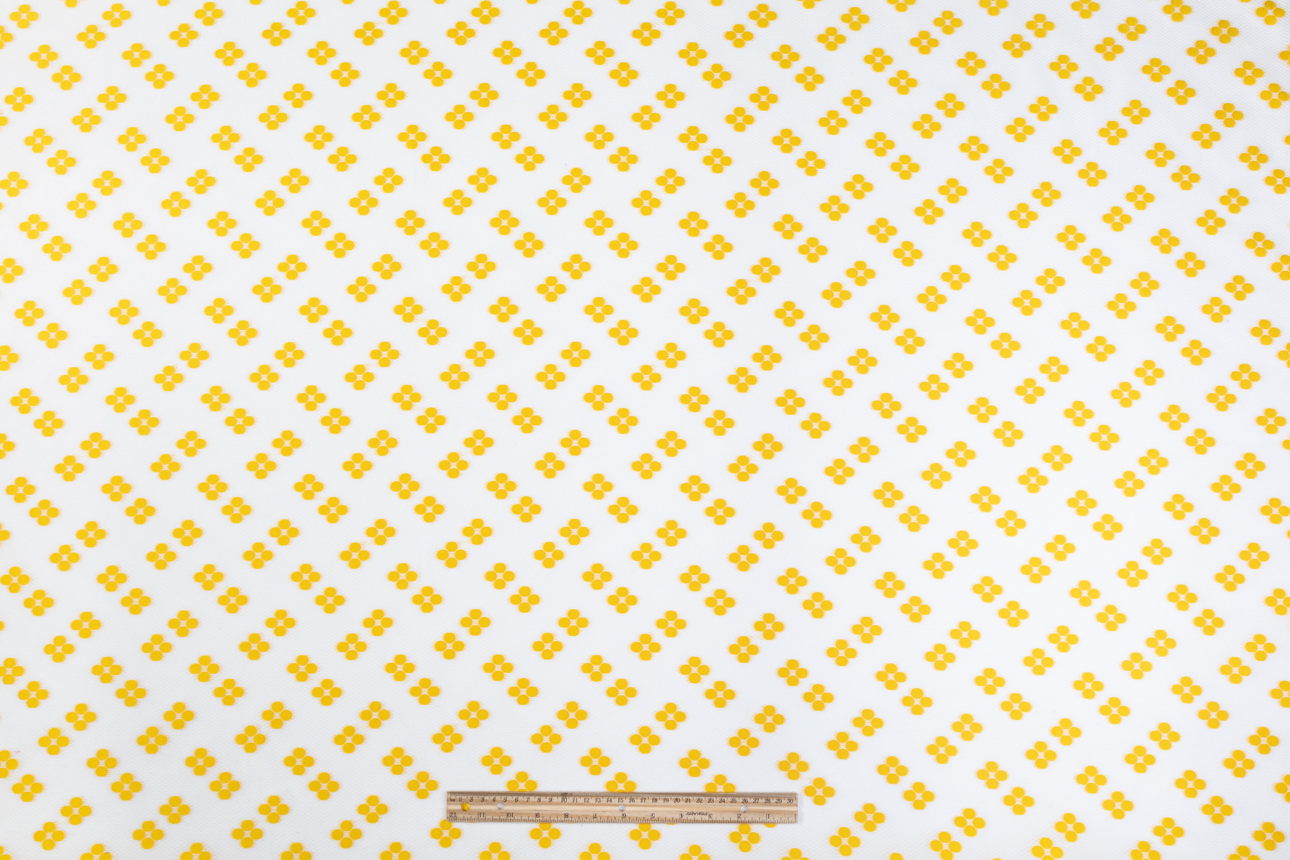 Embroidered Polyester Organza - White / Yellow