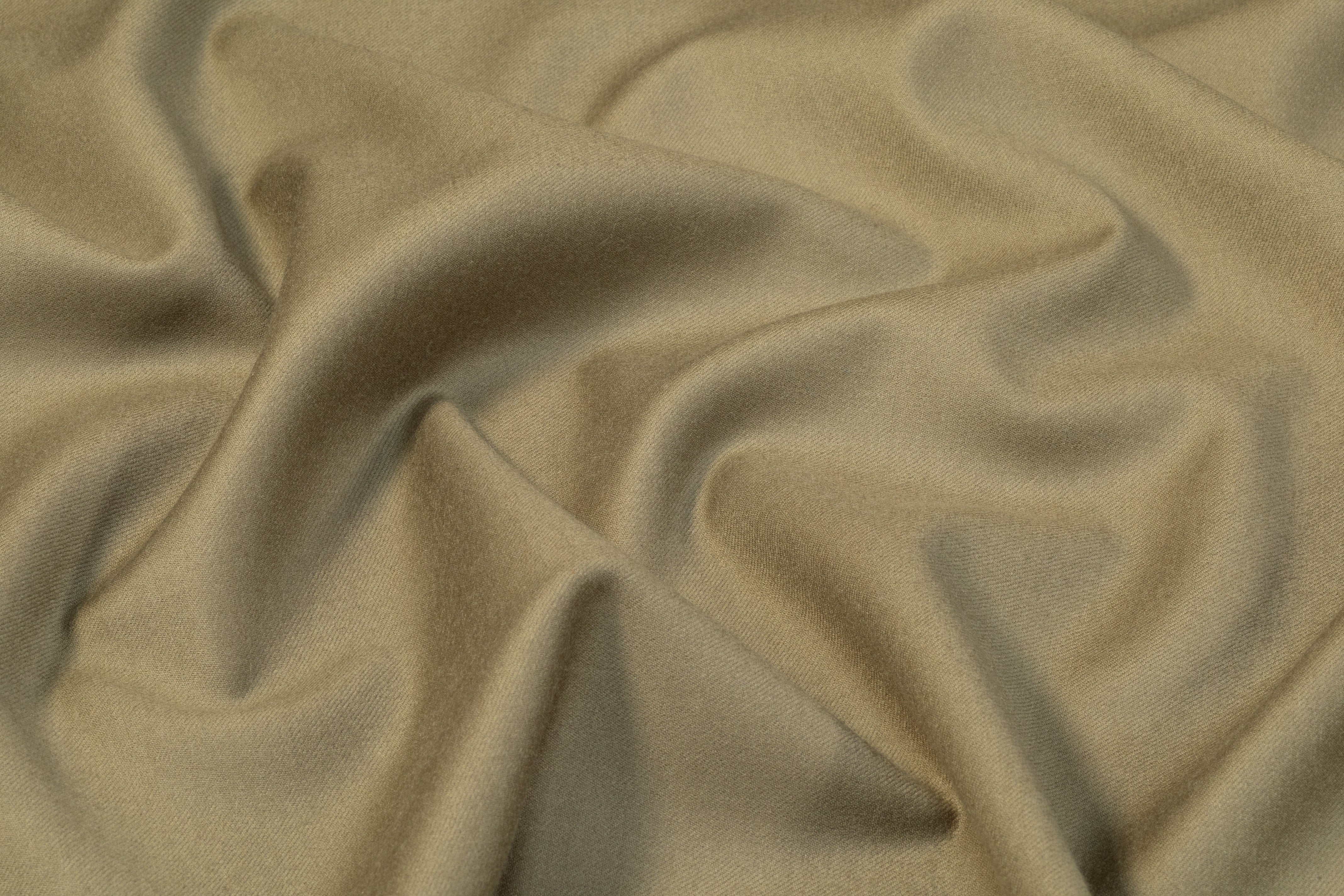 Super 130s English Merino Wool Flannel Suiting - Olive Khaki